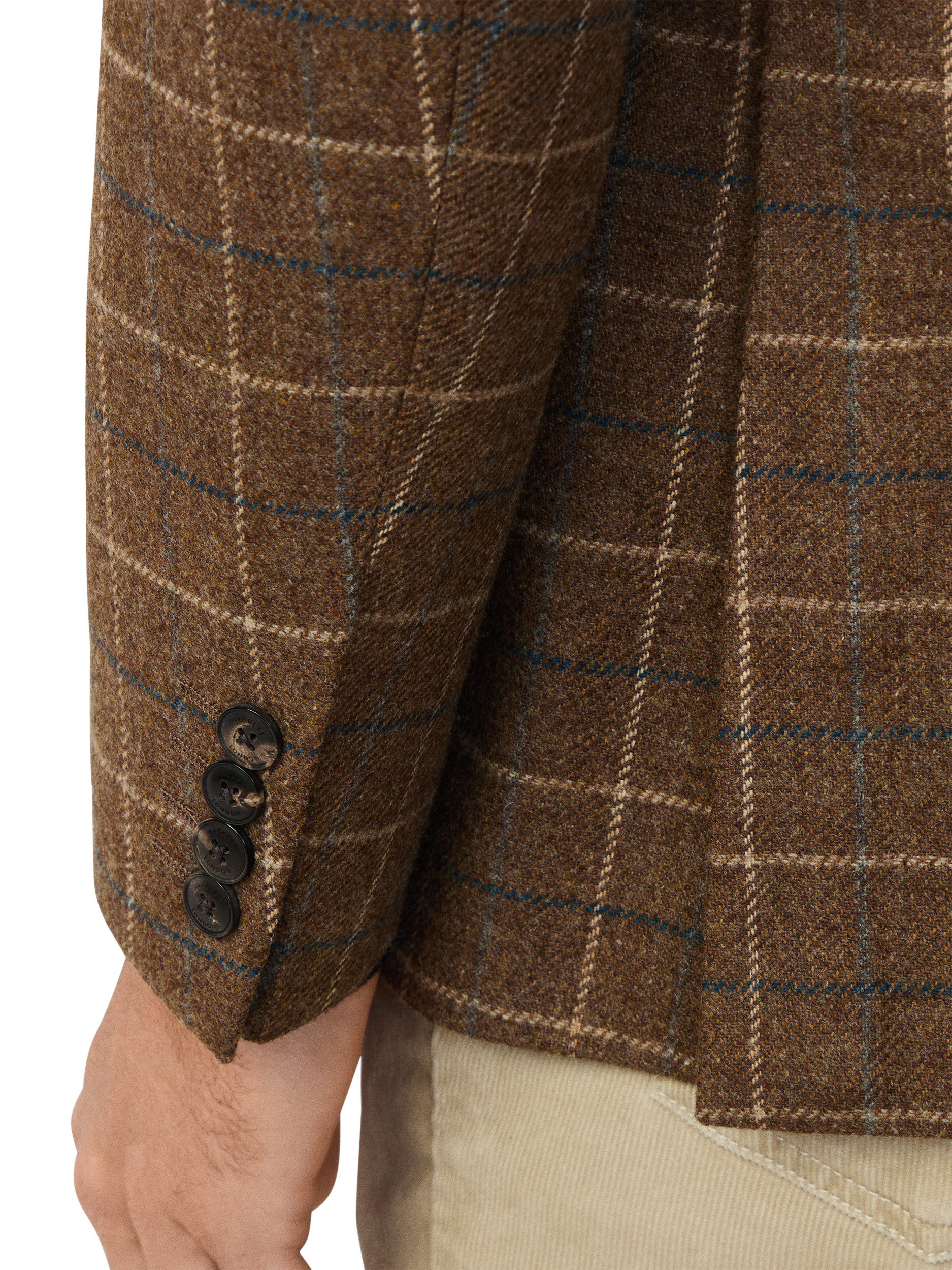 Product image 6 of 8, which shows Hackett London Wool & Cashmere Blend Tattersall Blazer, Brown, 36