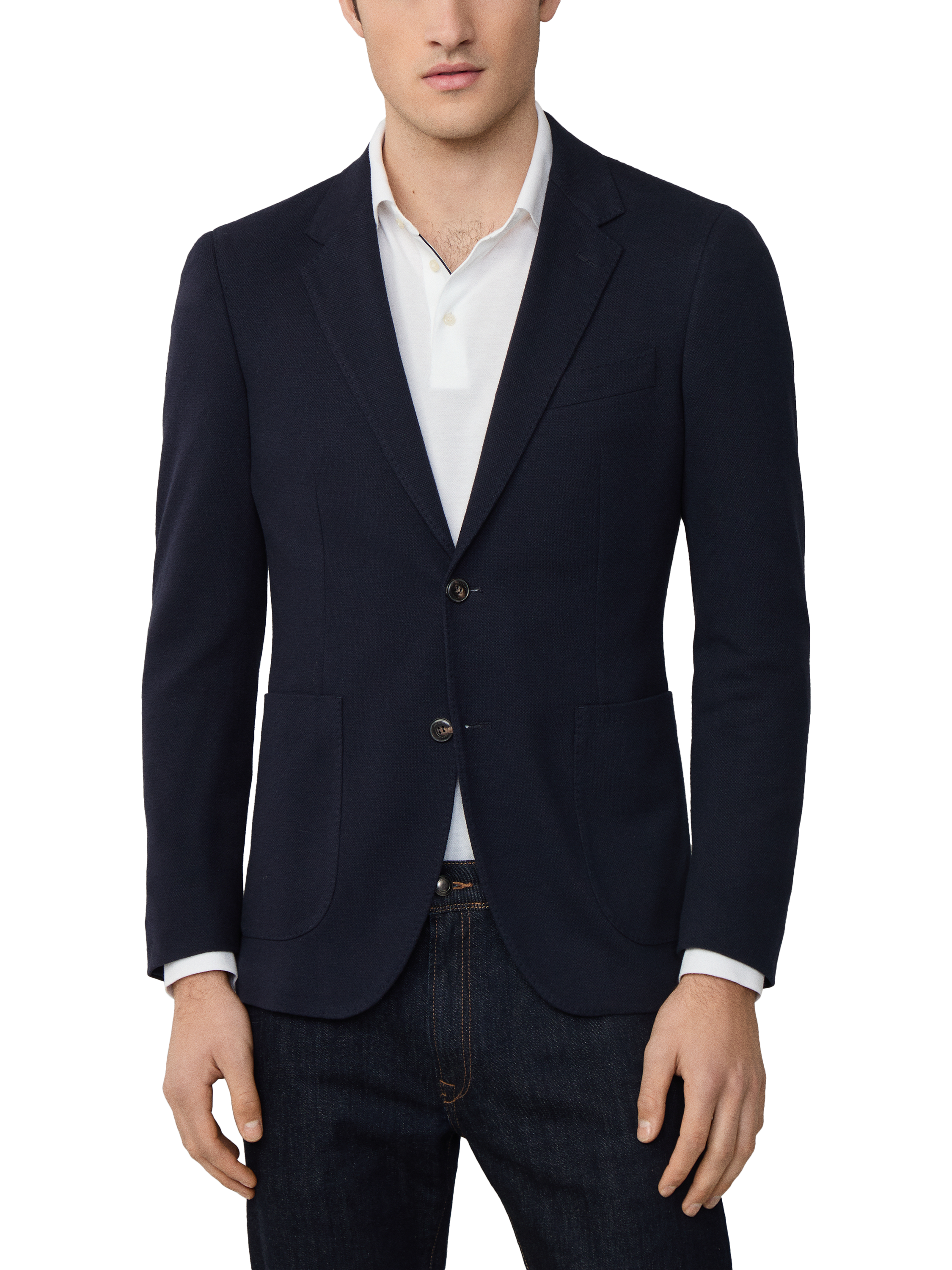 Product image 1 of 3, which shows Hackett London Textured Jersey Blazer, Navy, 48