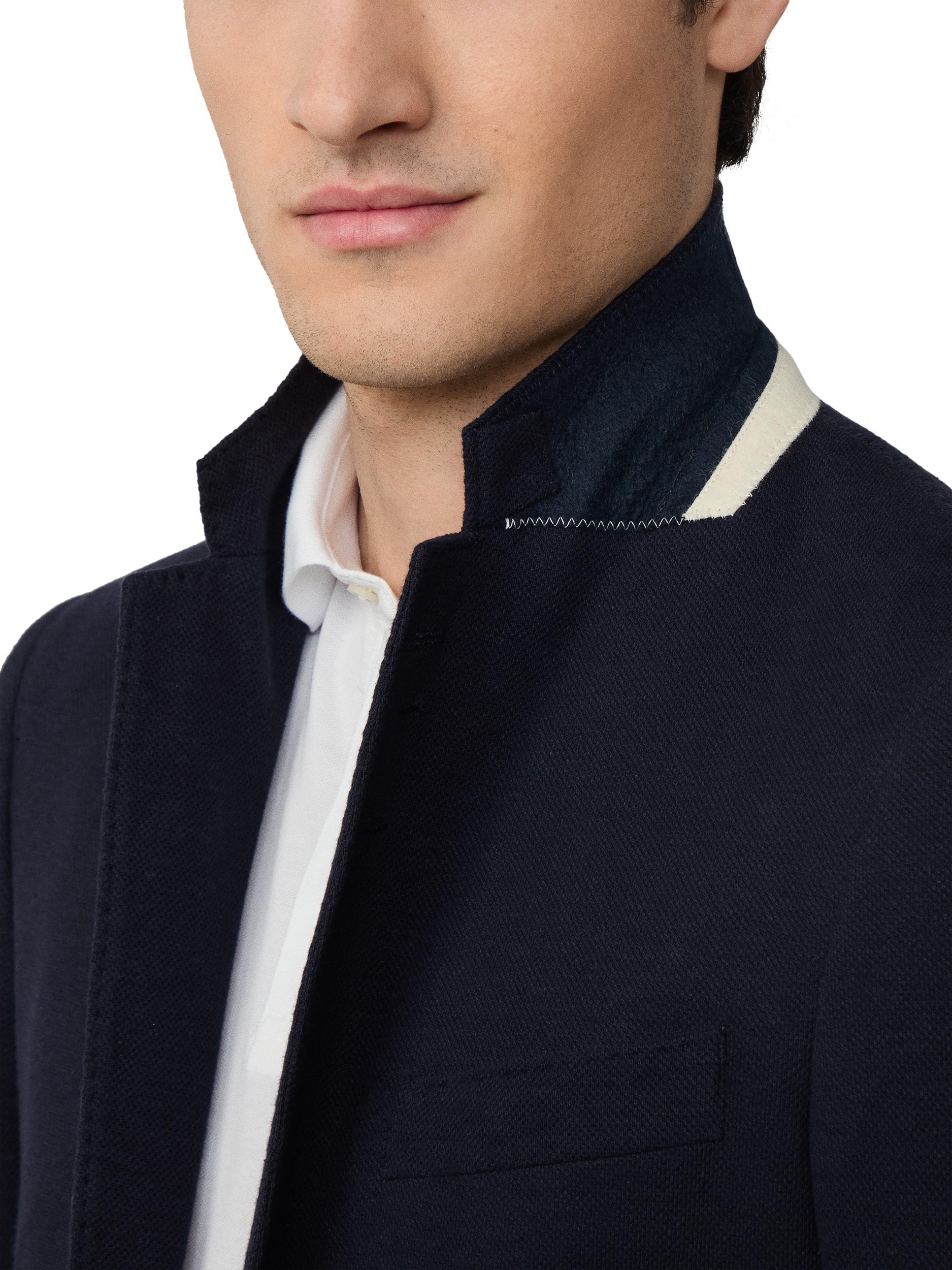 Product image 2 of 3, which shows Hackett London Textured Jersey Blazer, Navy, 48