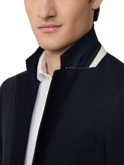 Hackett London Textured Jersey Blazer, Navy - view 2, Navy