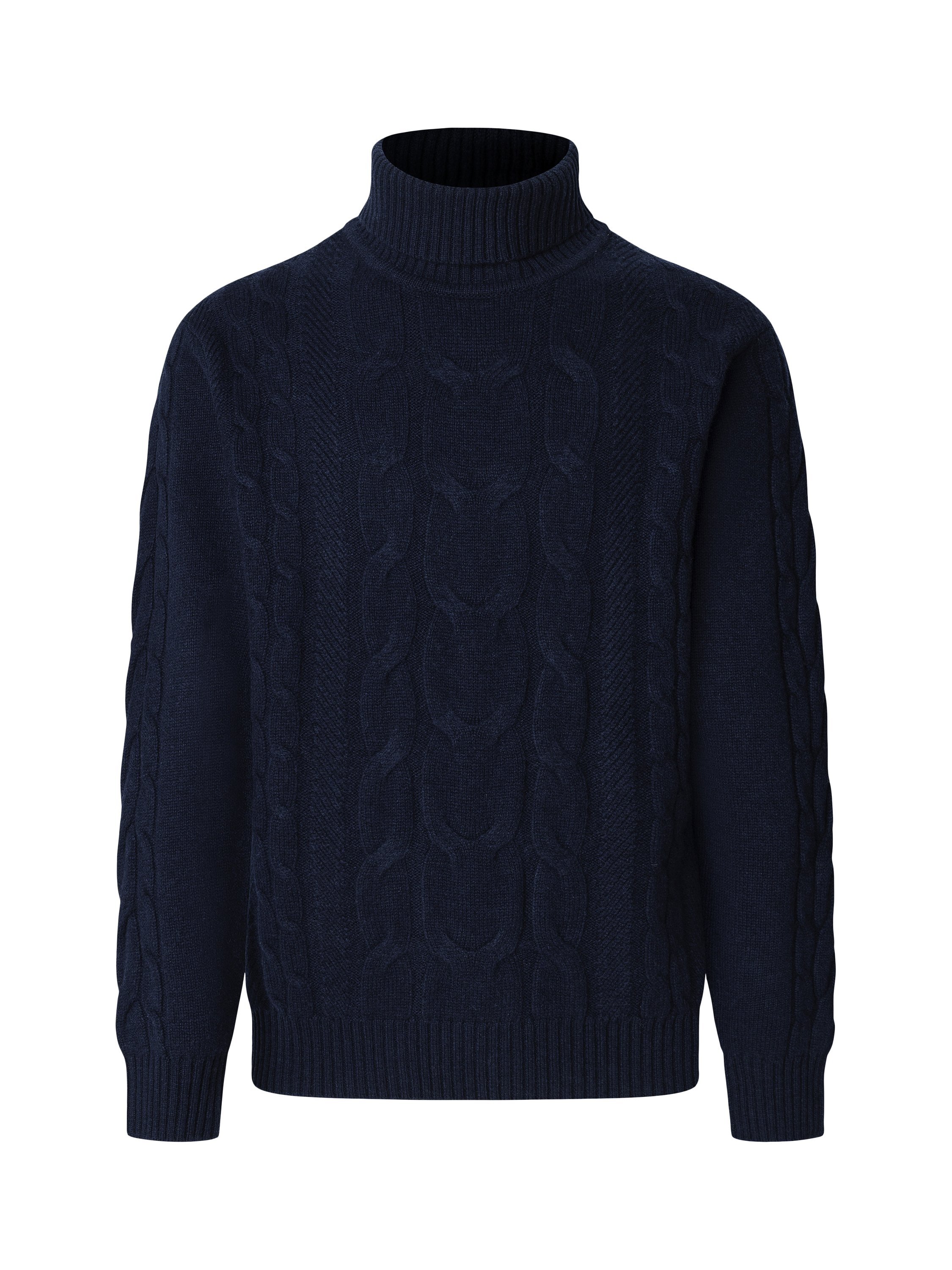 Product image 4 of 7, which shows Hackett London Wool Rich Cable Knit Jumper, Midnight Blue, XS