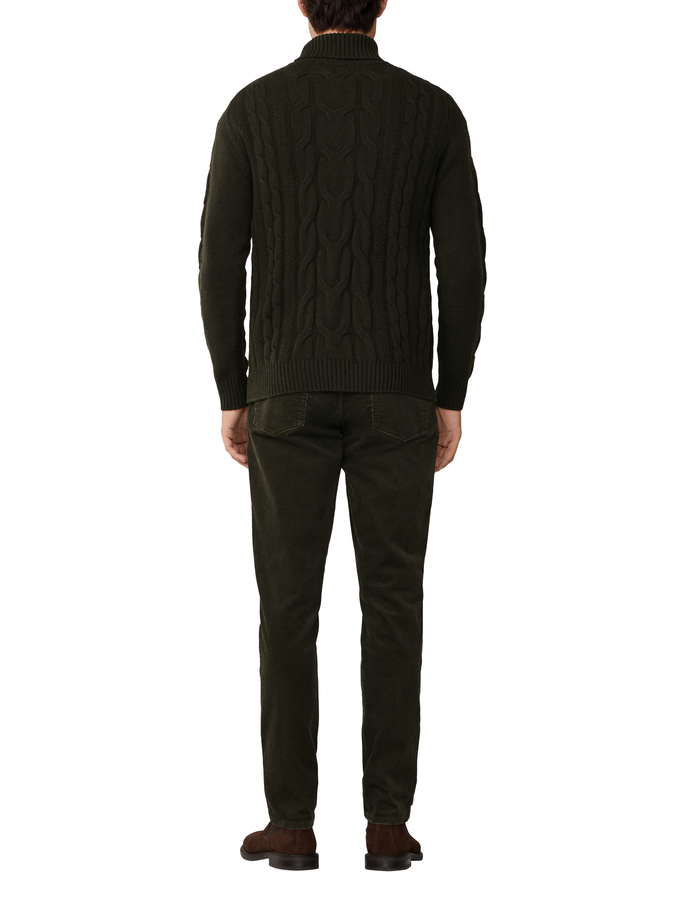 Product image 3 of 11, which shows Hackett London Wool Rich Cable Knit Jumper, Hunter Green, XS