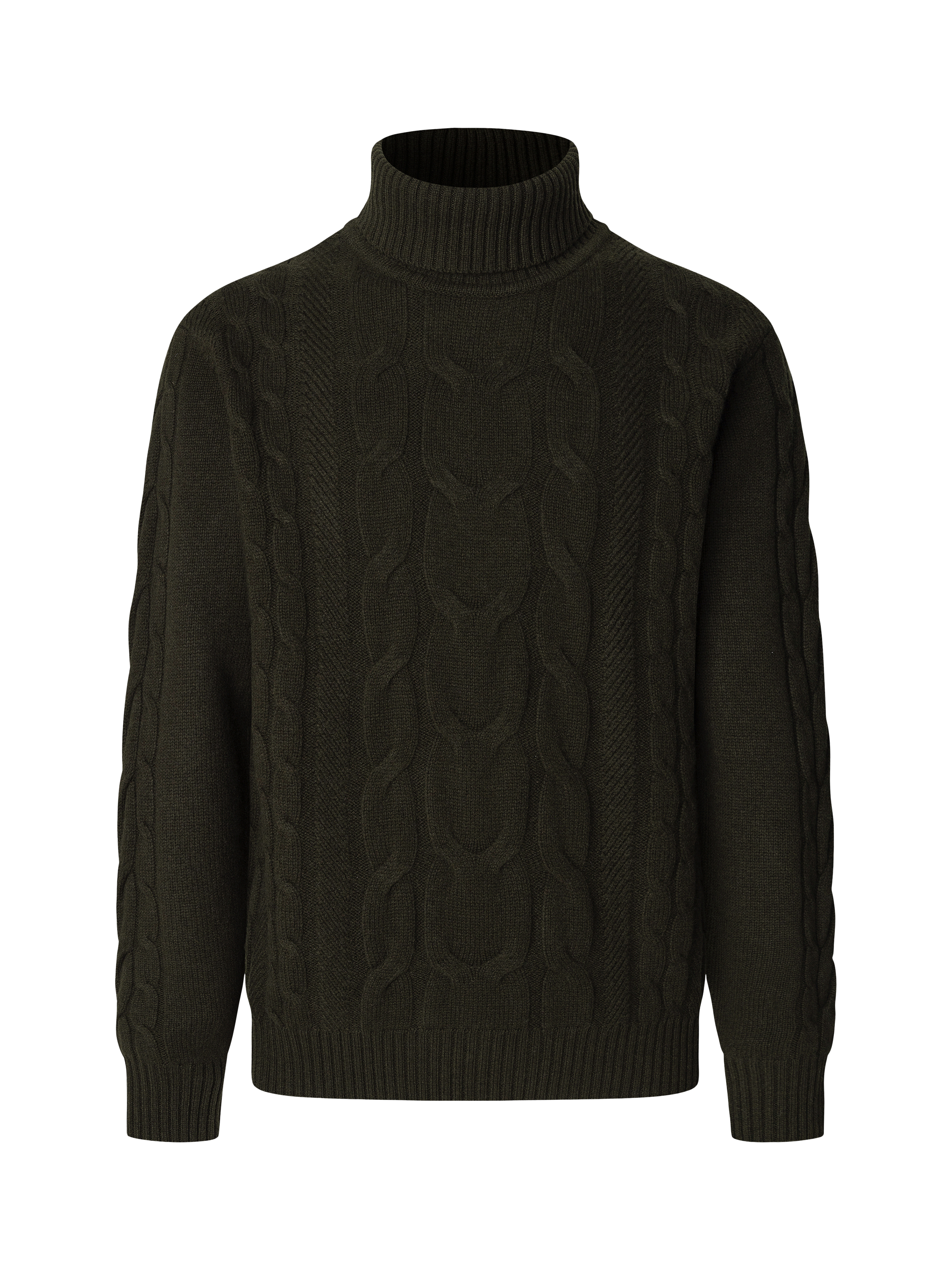 Product image 4 of 11, which shows Hackett London Wool Rich Cable Knit Jumper, Hunter Green, XS