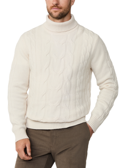 Hackett London Wool Blend Roll Neck Jumper, Off White, Off White
