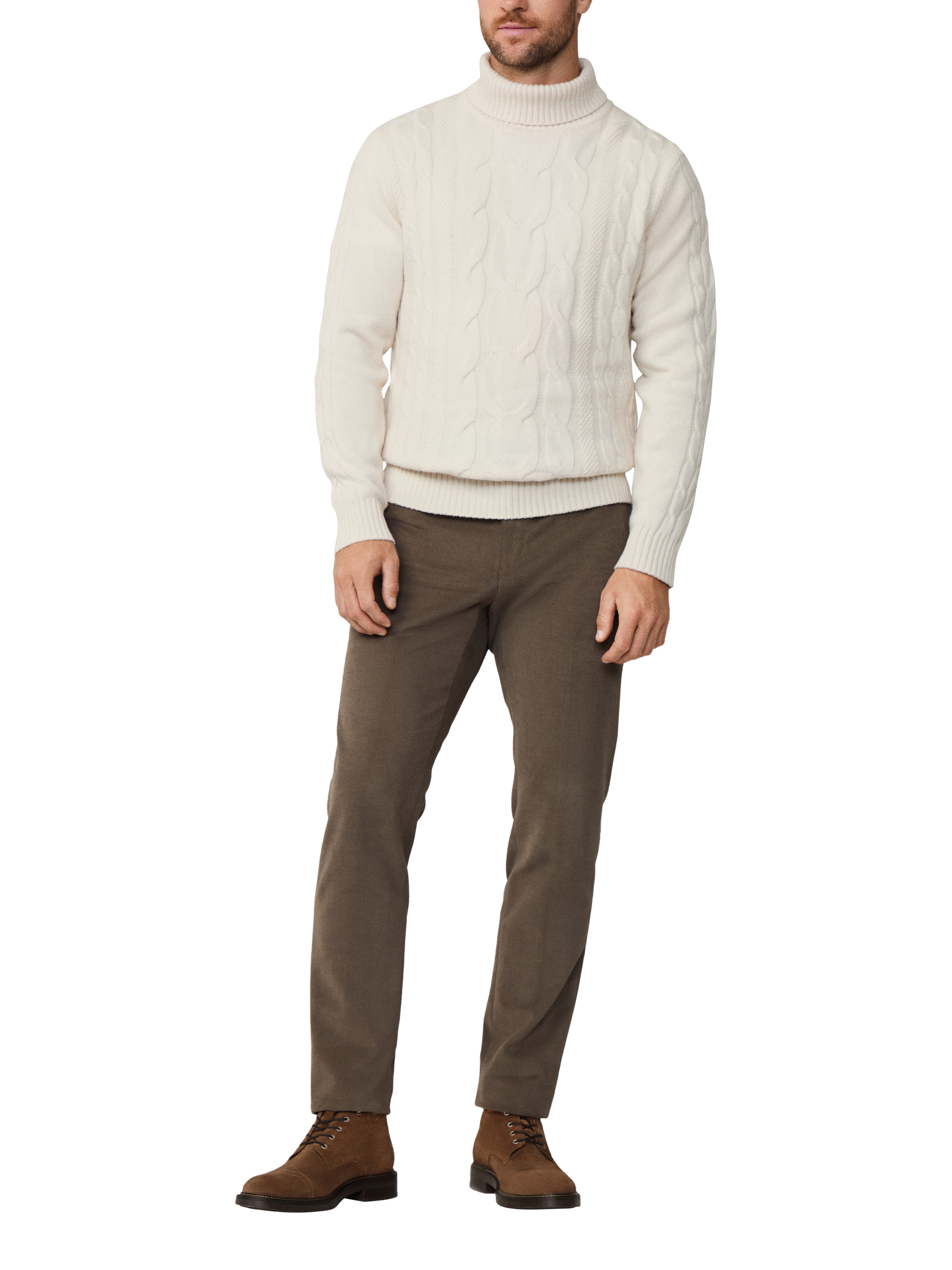 Product image 2 of 3, which shows Hackett London Wool Blend Roll Neck Jumper, Off White, XXXL