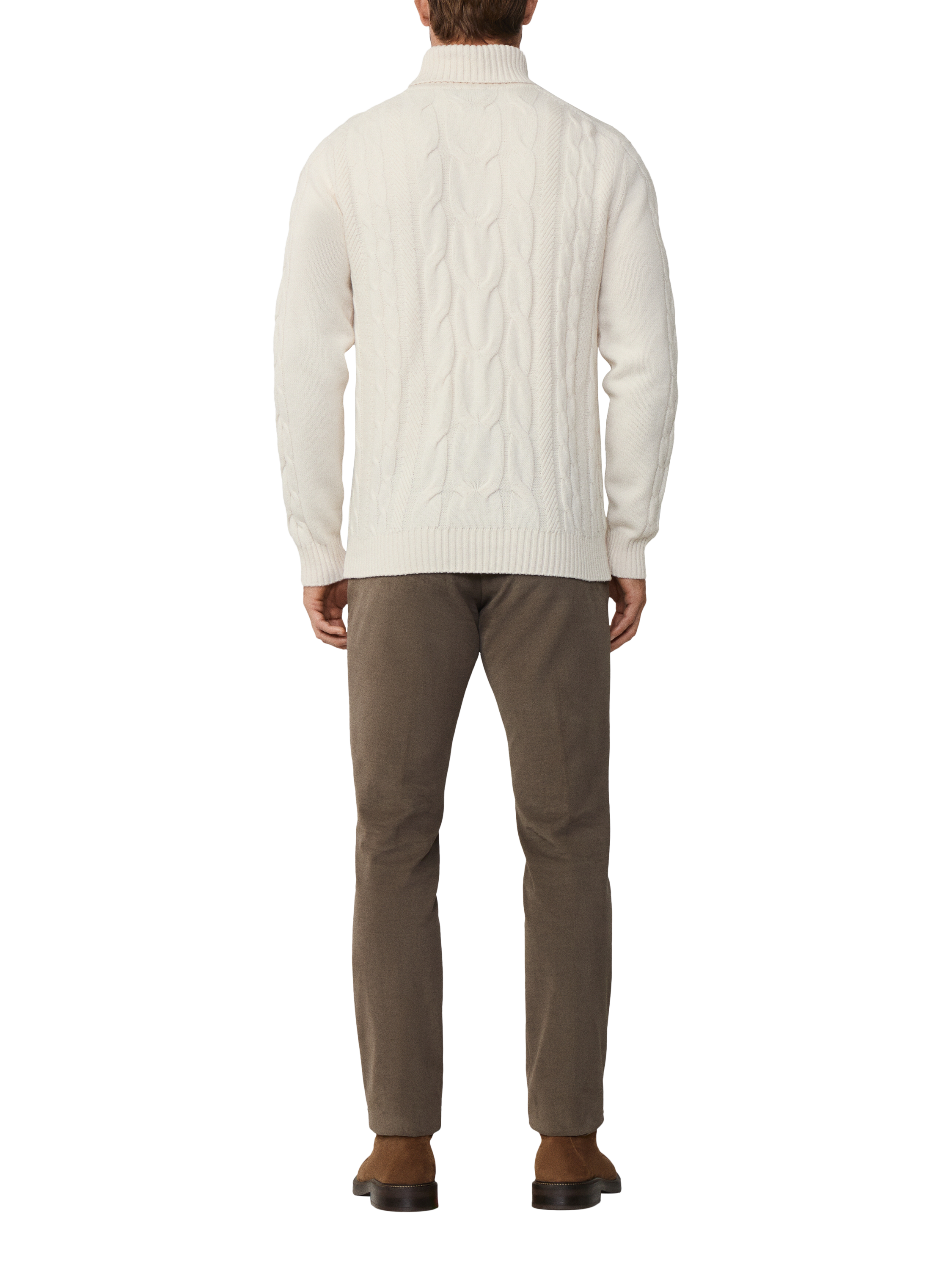 Product image 3 of 3, which shows Hackett London Wool Blend Roll Neck Jumper, Off White, XXXL