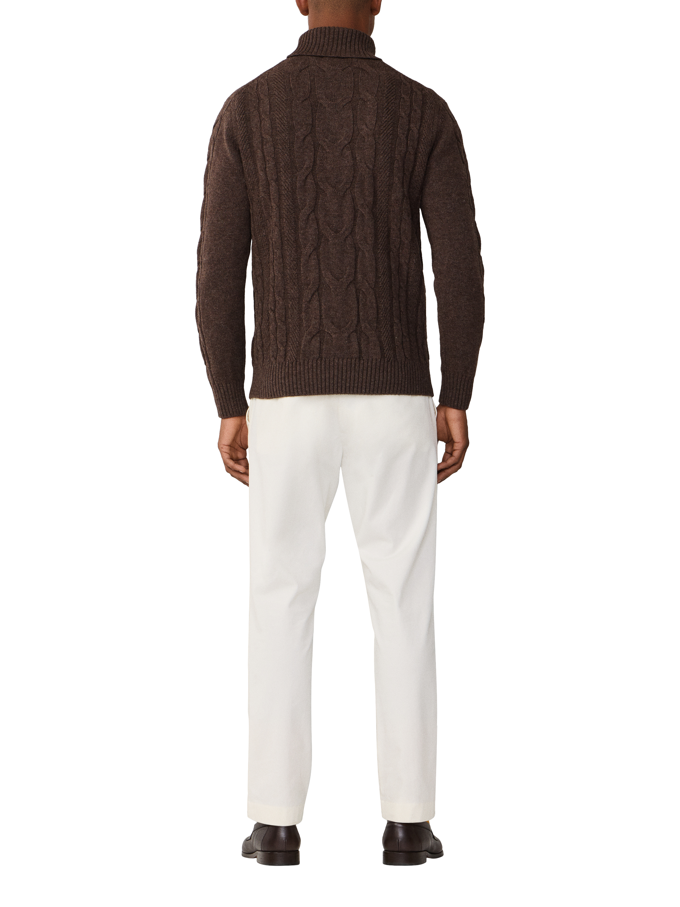 Product image 3 of 7, which shows Hackett London Wool Rich Cable Knit Jumper, Walnut Brown, XXL