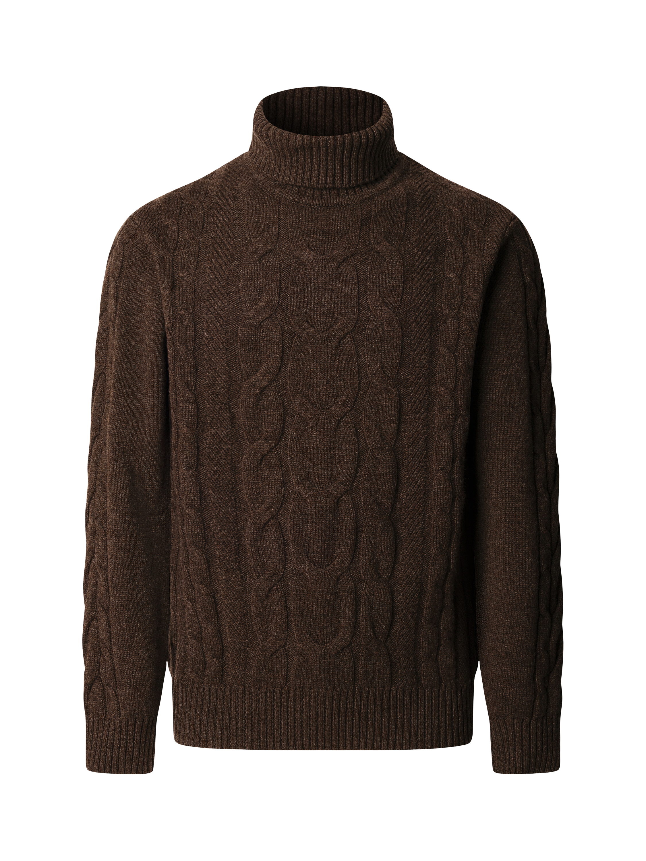 Product image 4 of 7, which shows Hackett London Wool Rich Cable Knit Jumper, Walnut Brown, XXL