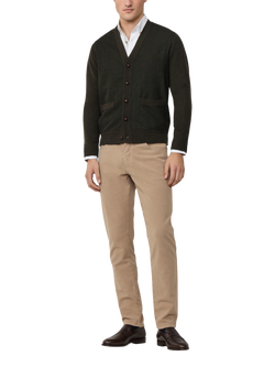 Hackett London Merino Wool V-Neck Cardigan, Hunter Green - view 2, Hunter Green