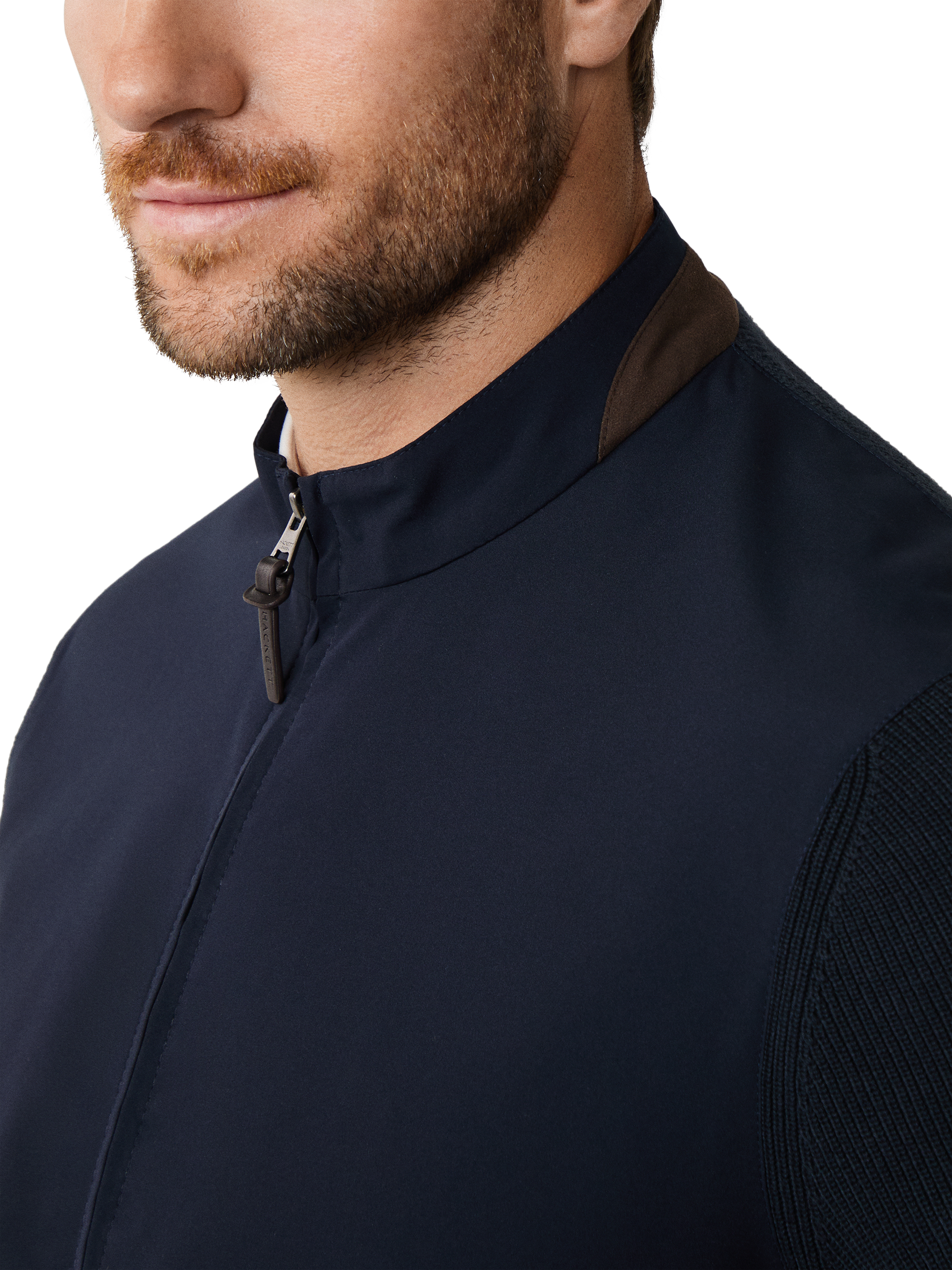 Product image 4 of 6, which shows Hackett London Lightweight Hybrid Jacket, Midnight Blue, XXXL