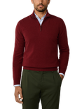 Hackett London 1/4 Zip Wool Blend Jumper, Burgundy Red