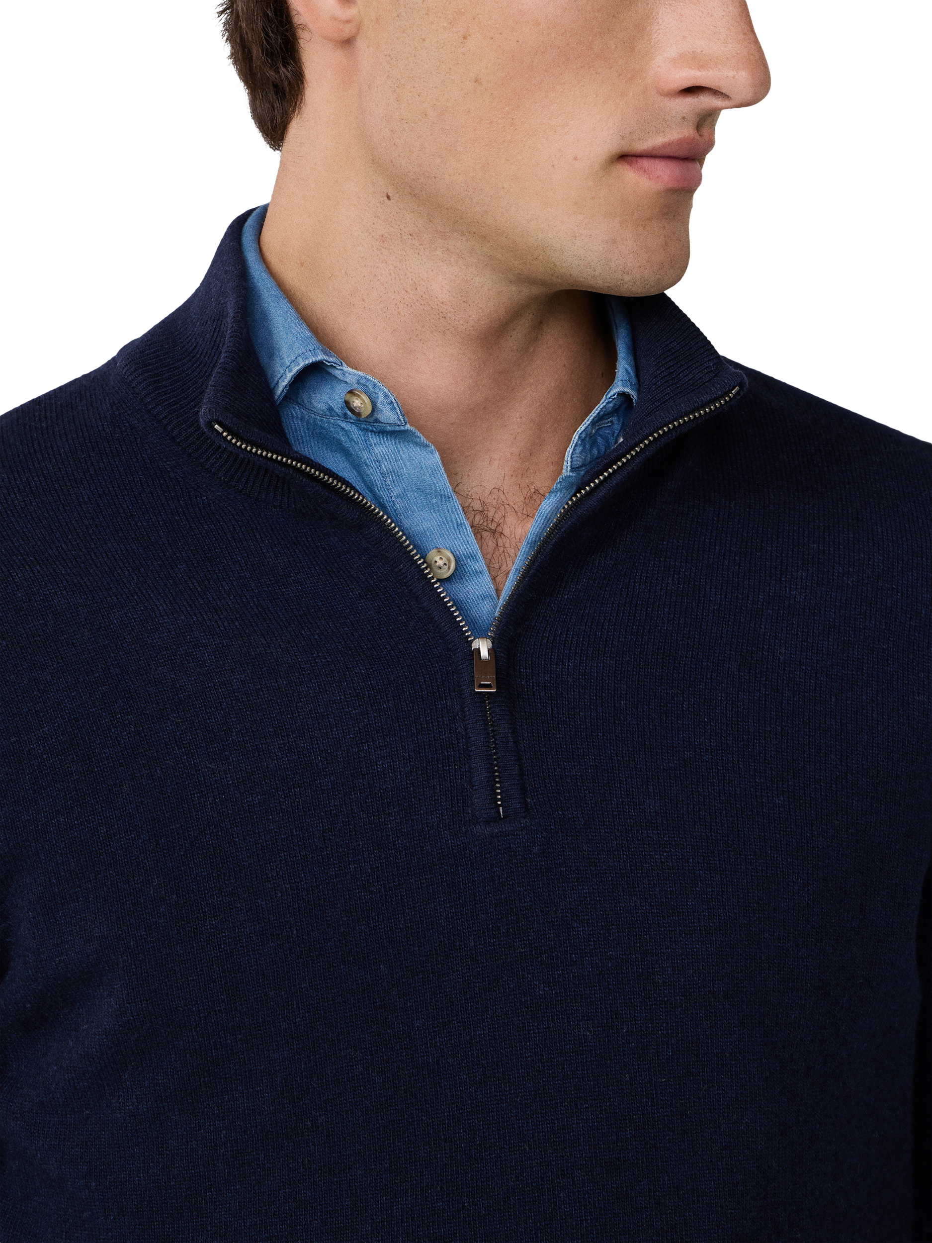 Product image 4 of 7, which shows Hackett London Wool Blend Long Sleeve High Neck Jumper, Midnight Blue, XXXL