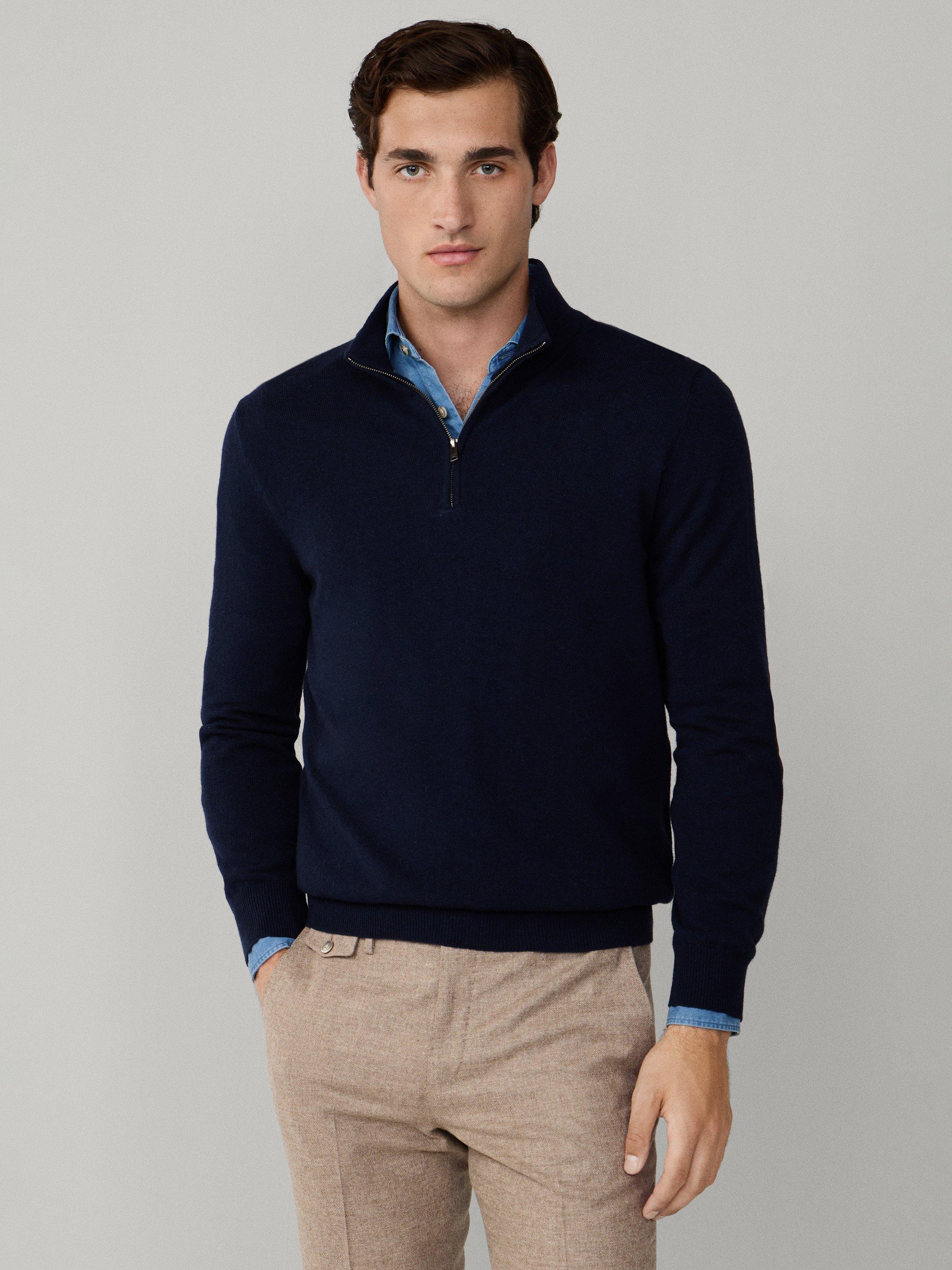 Product image 7 of 7, which shows Hackett London Wool Blend Long Sleeve High Neck Jumper, Midnight Blue, XXXL
