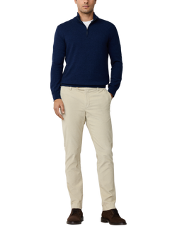 Hackett London Merino Wool Cashmere Blend Quarter-Zip Jumper - view 2, Denim Blue