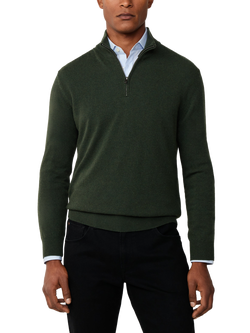 Hackett London Merino Wool Cashmere Blend Quarter-Zip Jumper, Duck Green