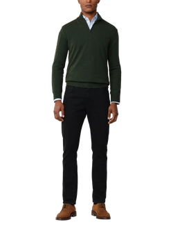 Hackett London Merino Wool Cashmere Blend Quarter-Zip Jumper - view 2, Duck Green