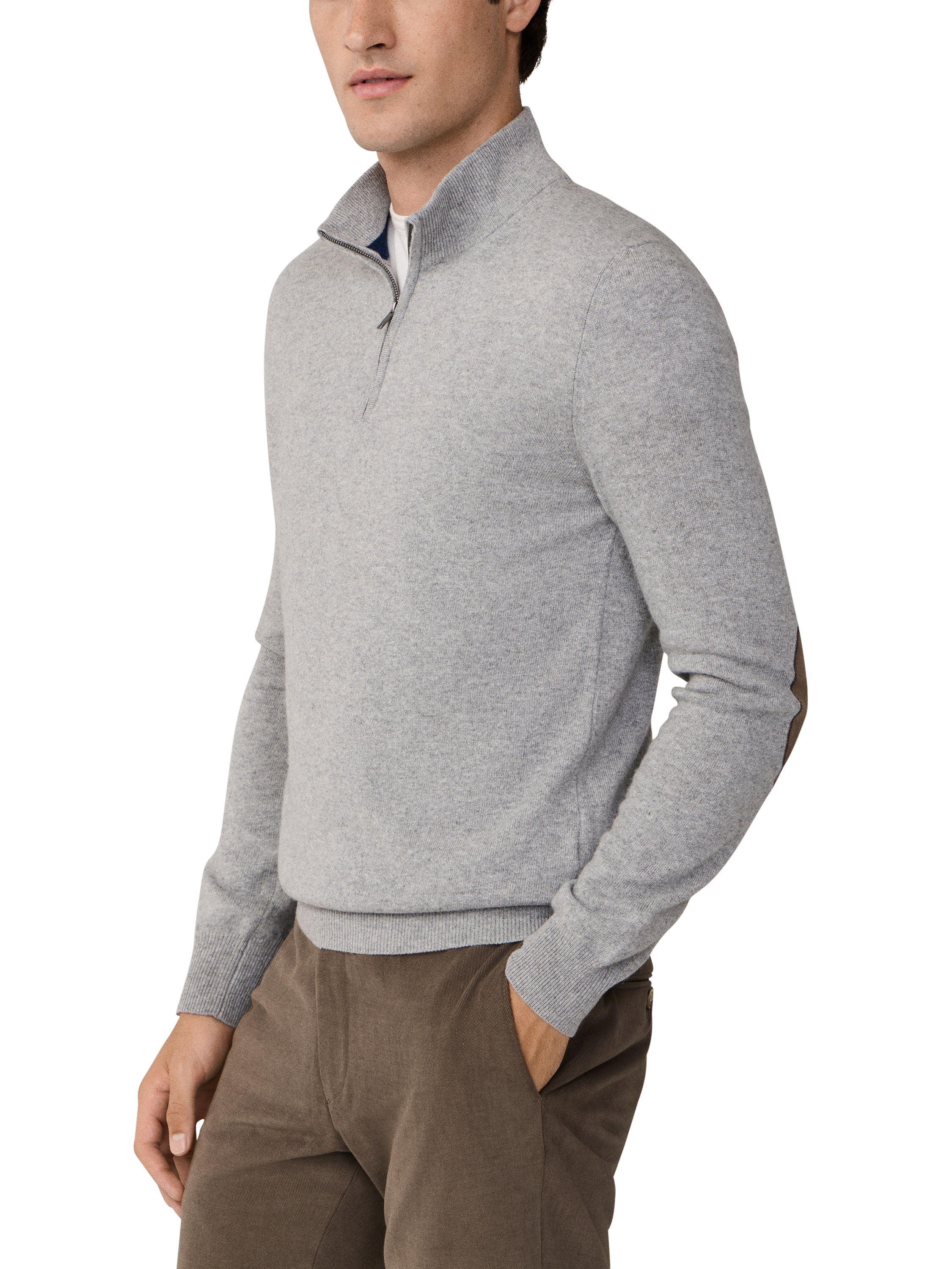 Product image 6 of 7, which shows Hackett London Zip Neck Sweater, Metal Grey, XS