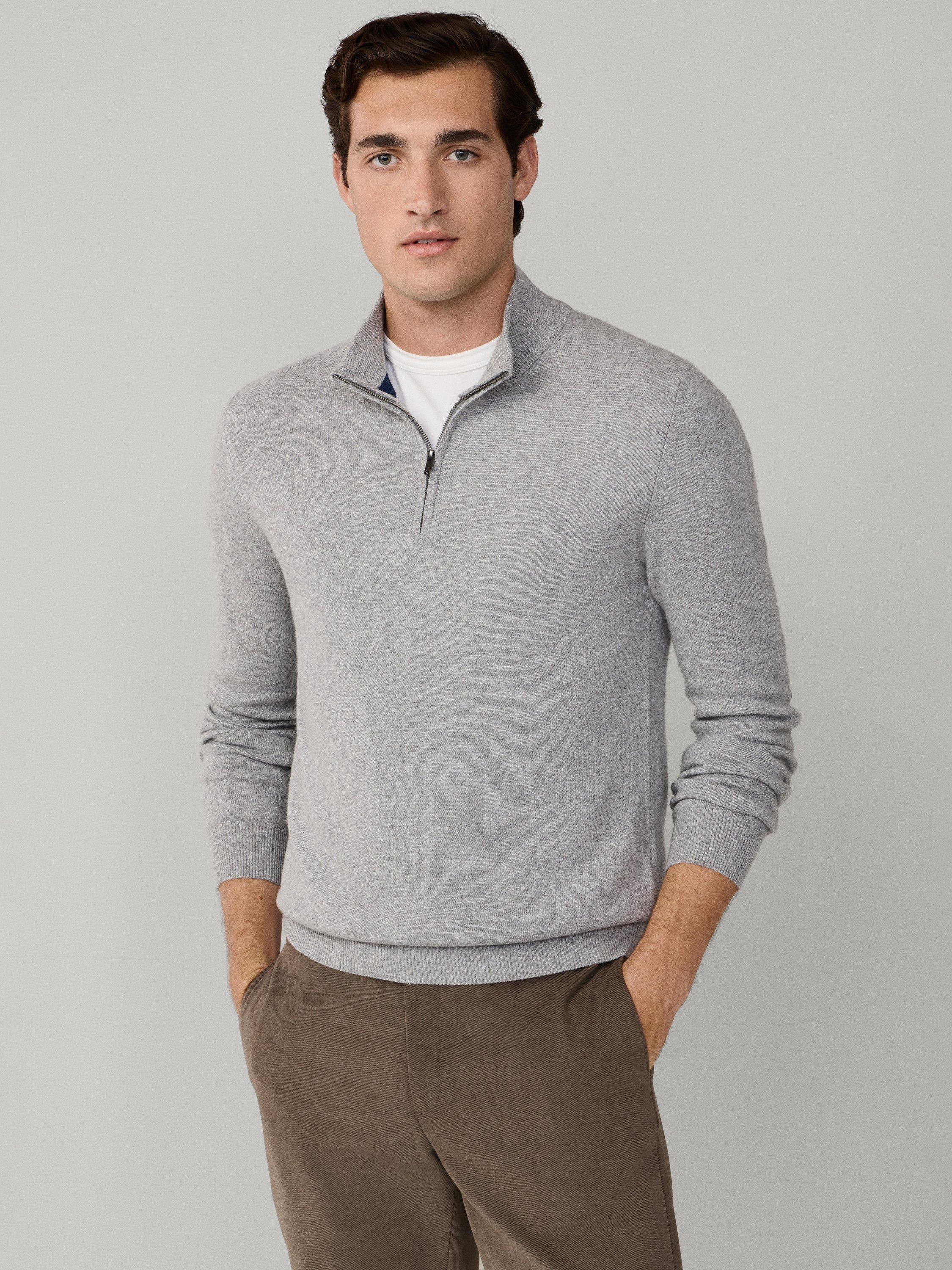 Product image 7 of 7, which shows Hackett London Zip Neck Sweater, Metal Grey, XS
