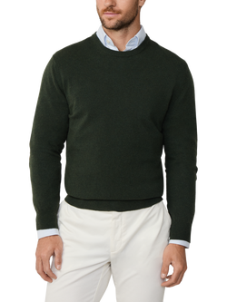Hackett London Merino Wool Cashmere Blend Crew Neck Jumper, Duck Green, Duck Green