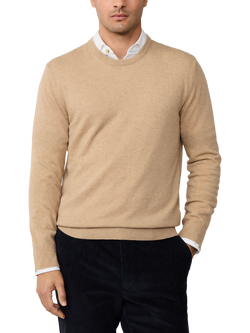 Hackett London Merino Wool Cashmere Blend Crew Neck Jumper, Malt Beige, Malt Beige