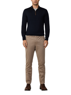 Hackett London Merino Wool Silk Blend Quarter-Zip Jumper, Midnight Blue - view 2, Midnight Blue