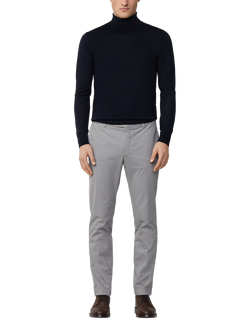 Hackett London Merino Wool Silk Blend Roll Neck Jumper, Midnight Blue - view 2, Midnight Blue