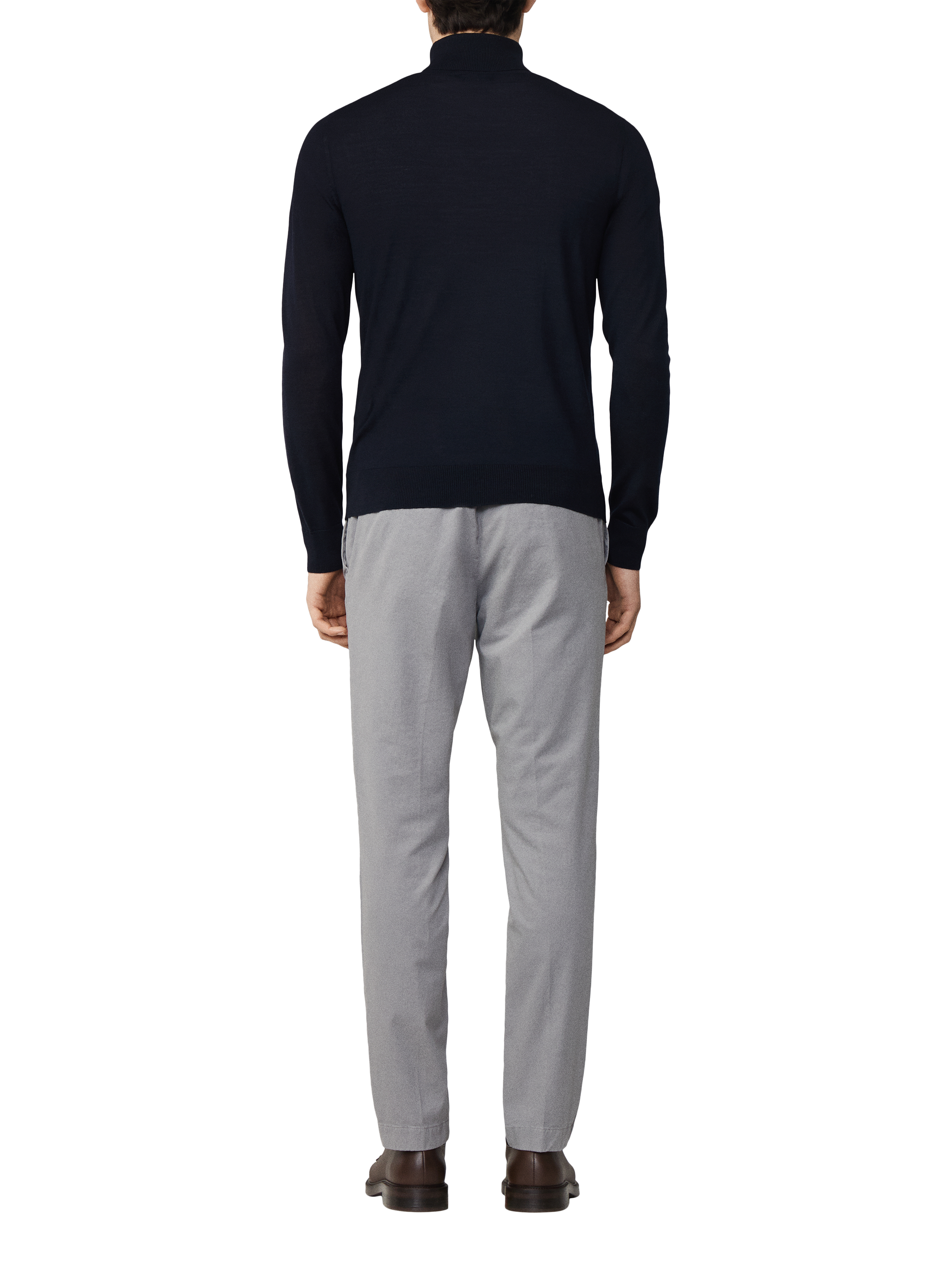 Product image 3 of 6, which shows Hackett London Merino Wool Silk Blend Roll Neck Jumper, Midnight Blue, XXL