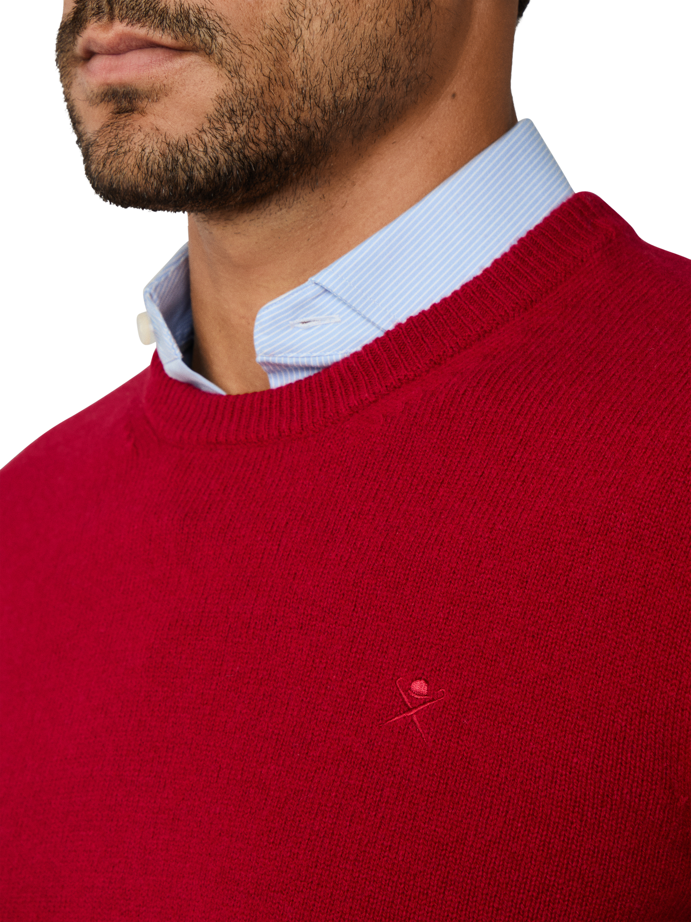 Product image 7 of 7, which shows Hackett London Lambswool Crew Neck Jumper, Chilli Red, XS