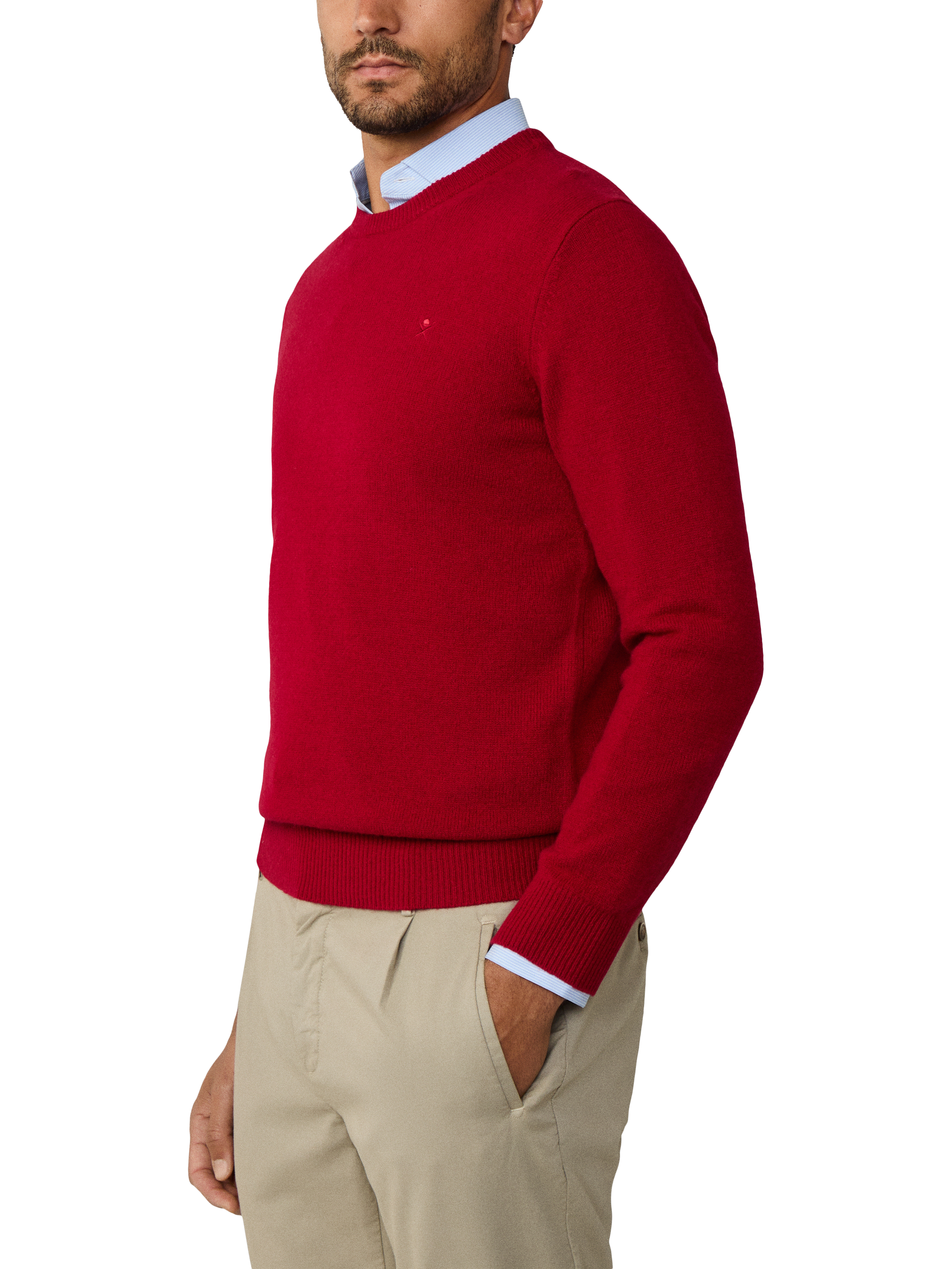 Product image 2 of 7, which shows Hackett London Lambswool Crew Neck Jumper, Chilli Red, XS