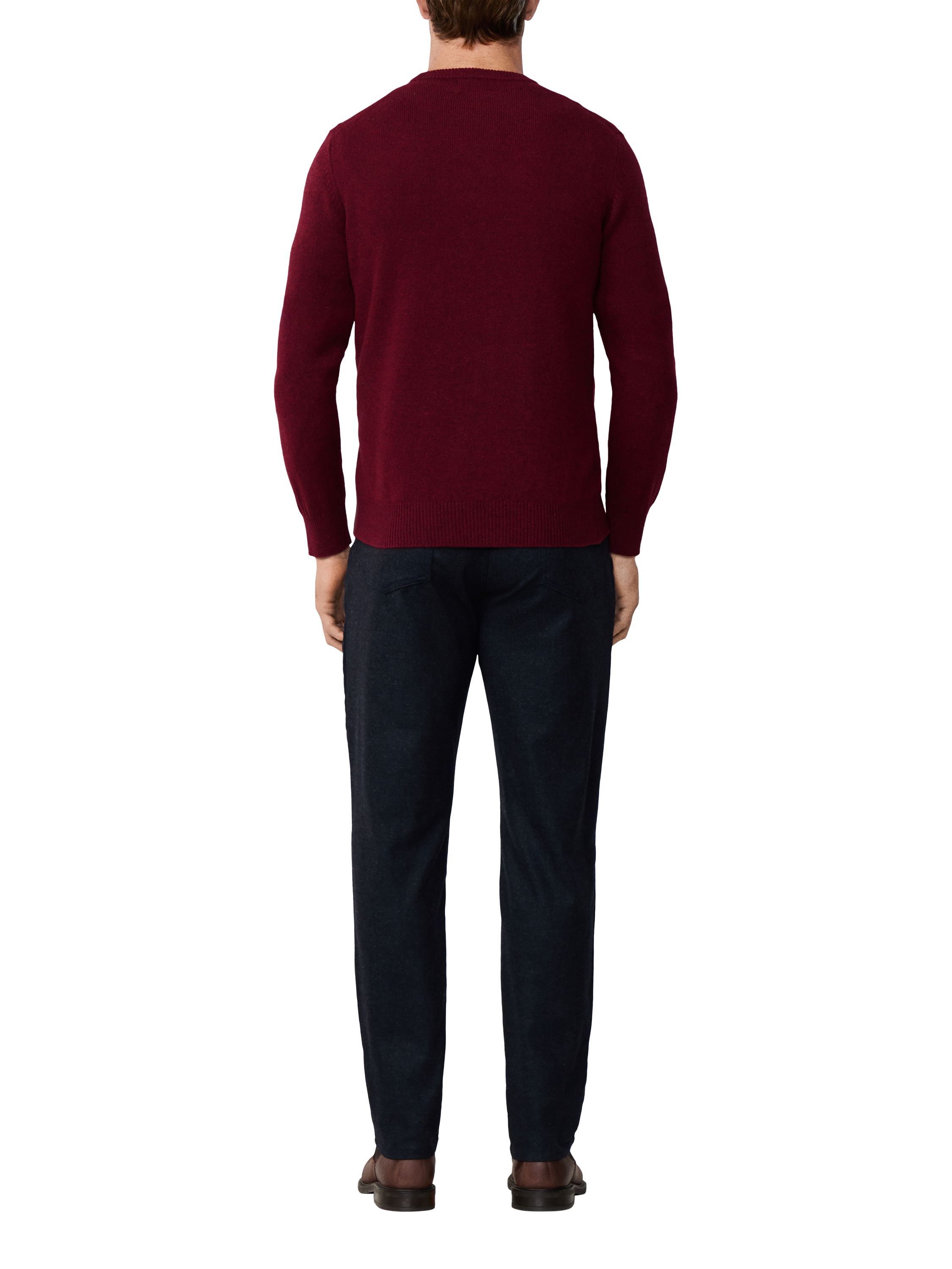 Product image 3 of 6, which shows Hackett London Lambswool Crew Neck Jumper, Burgundy Red, XS