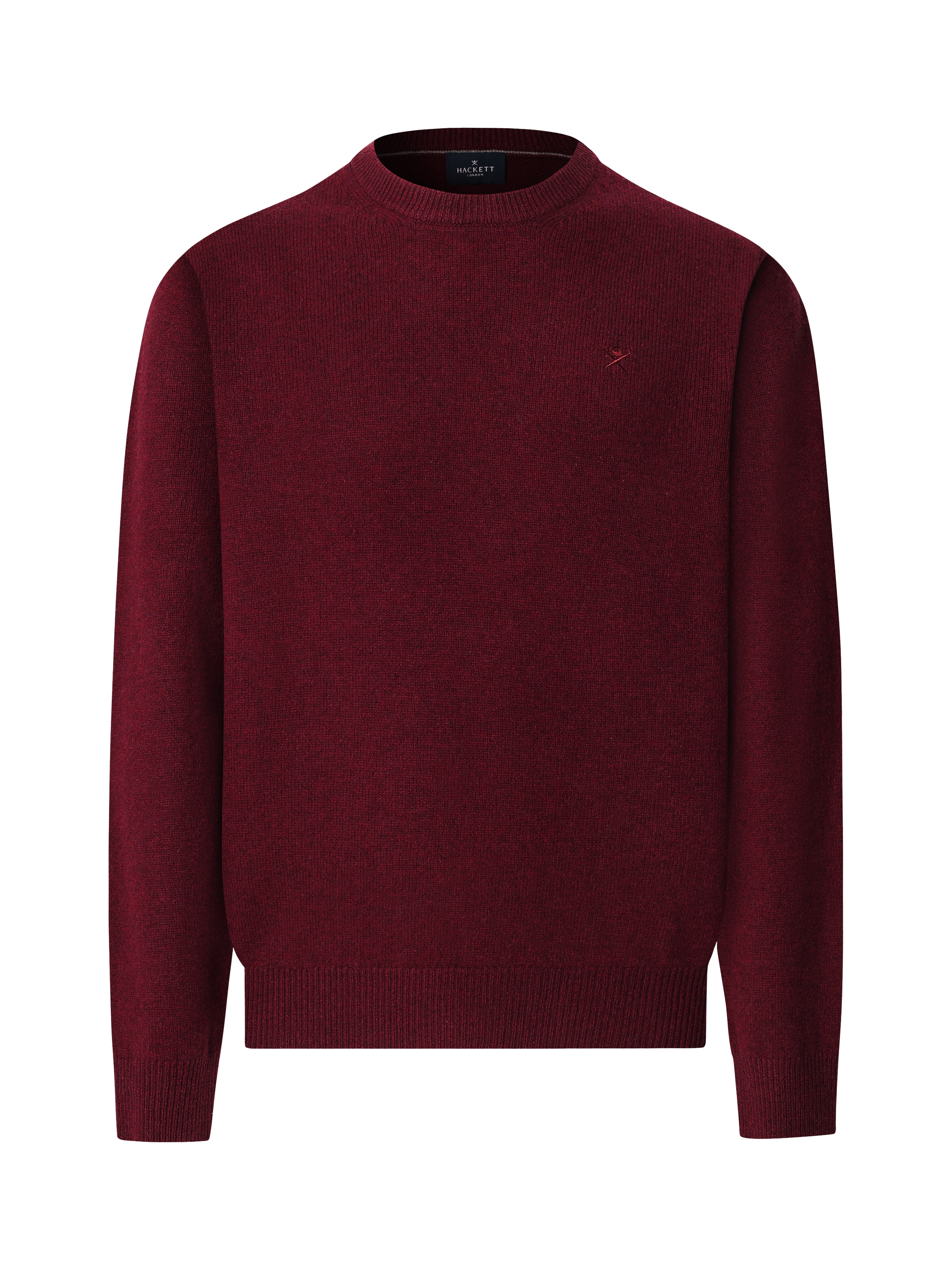 Product image 4 of 6, which shows Hackett London Lambswool Crew Neck Jumper, Burgundy Red, XS