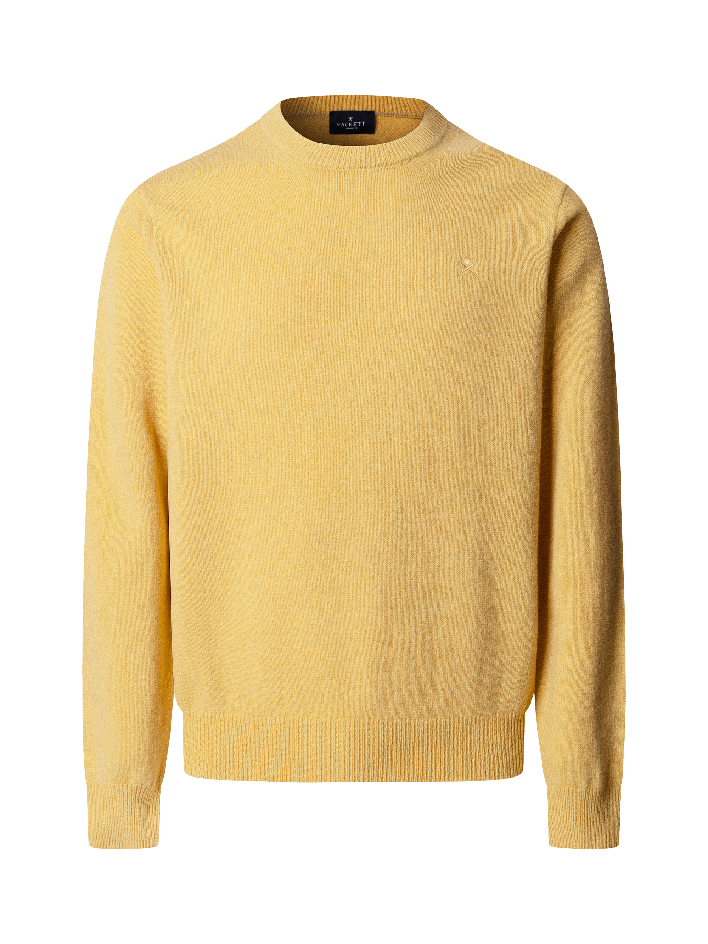 Product image 2 of 4, which shows Hackett London Lambswool Crew Neck Jumper, Lemon Yellow, XS