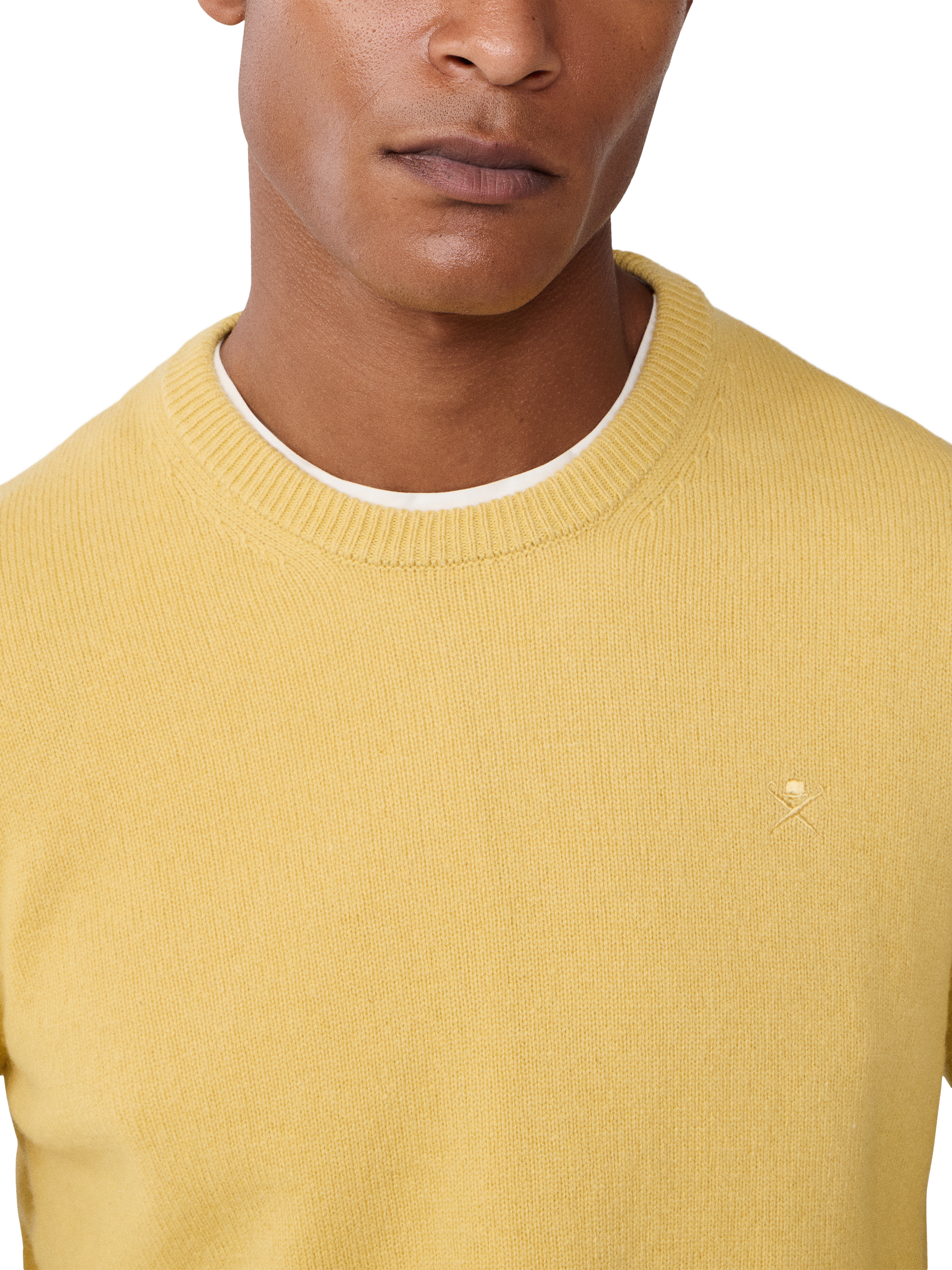 Product image 3 of 4, which shows Hackett London Lambswool Crew Neck Jumper, Lemon Yellow, XS