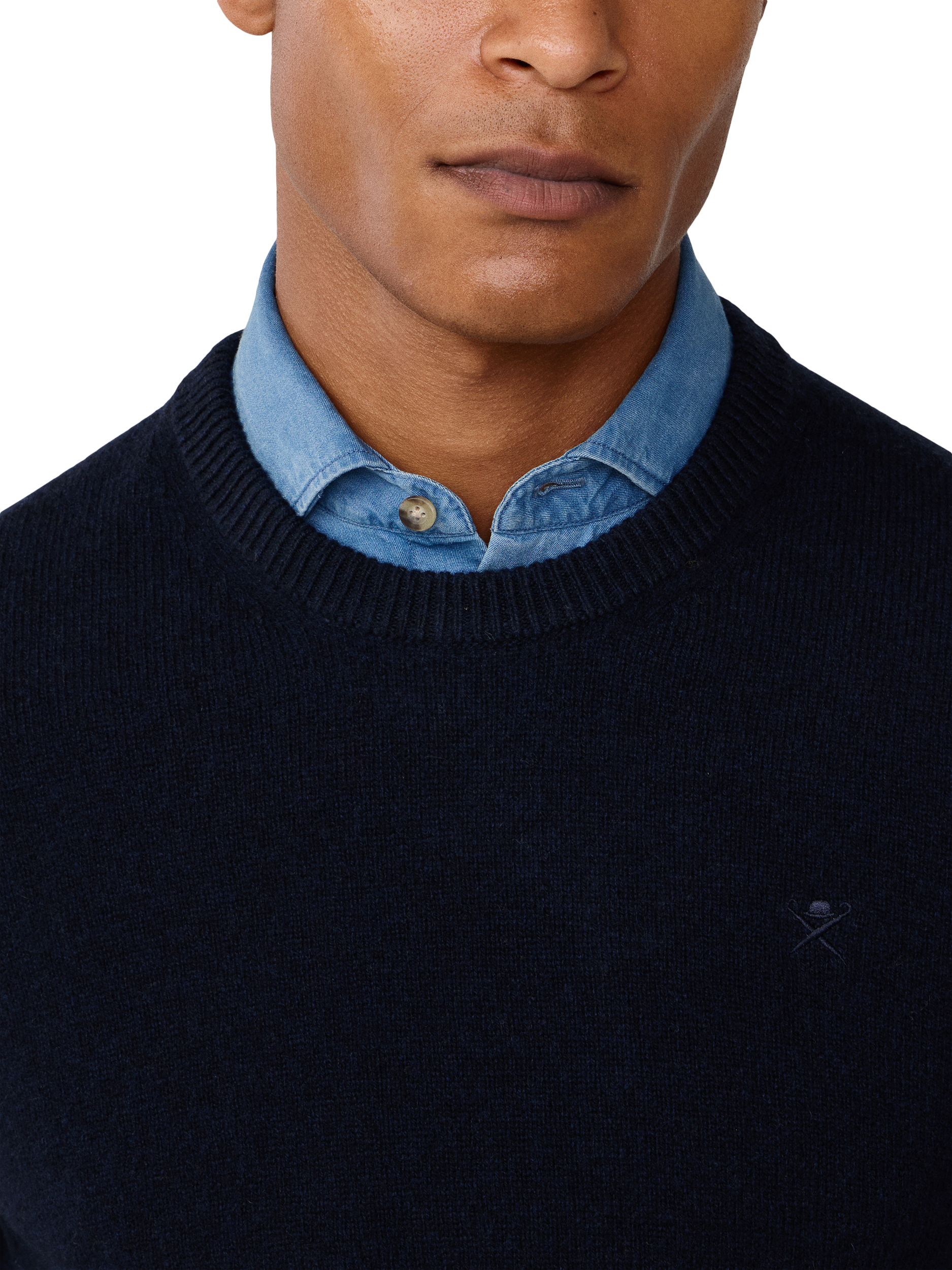 Product image 4 of 5, which shows Hackett London Lambswool Crew Neck Jumper, Midnight Blue, XS