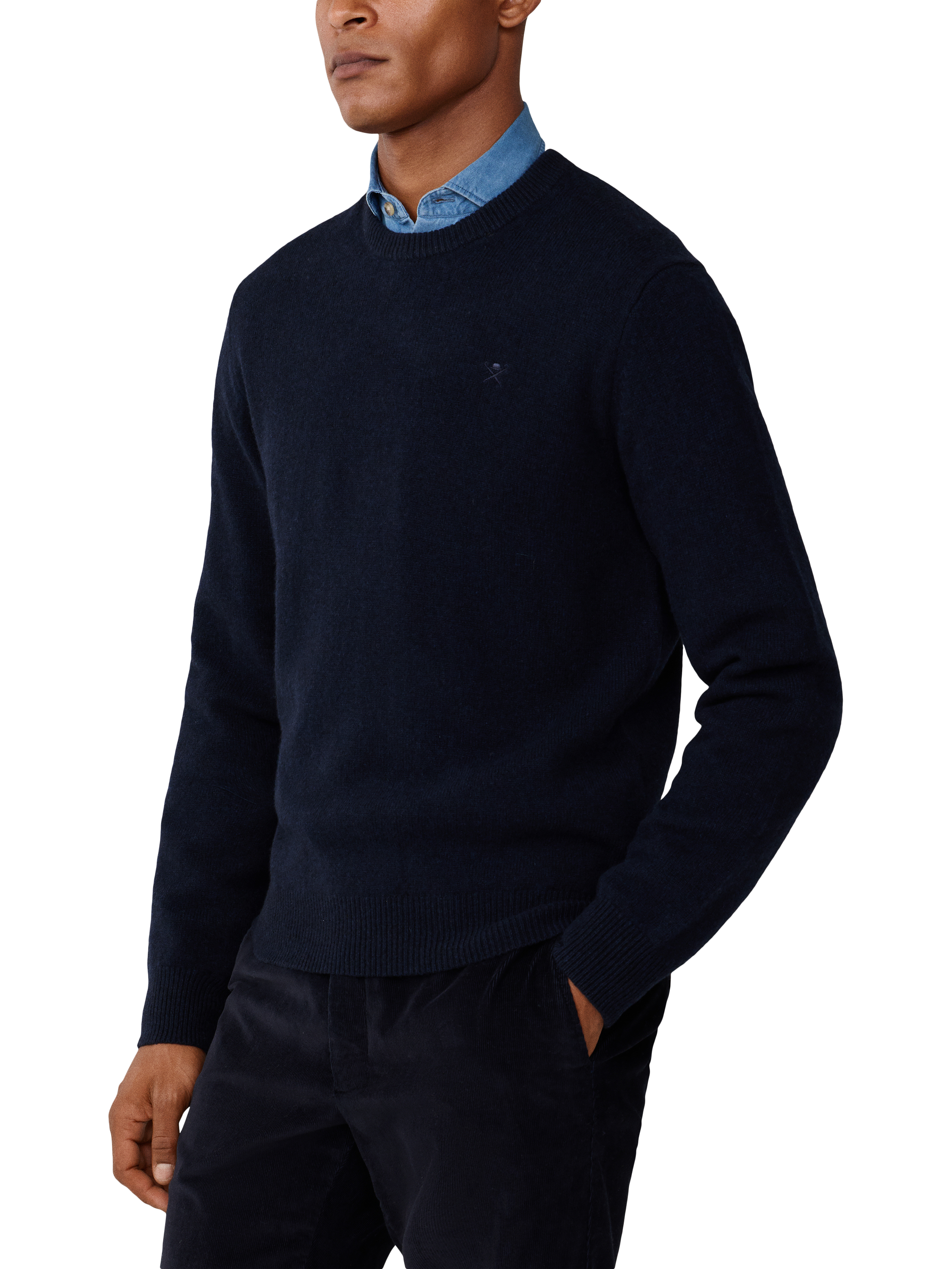 Product image 5 of 5, which shows Hackett London Lambswool Crew Neck Jumper, Midnight Blue, XS