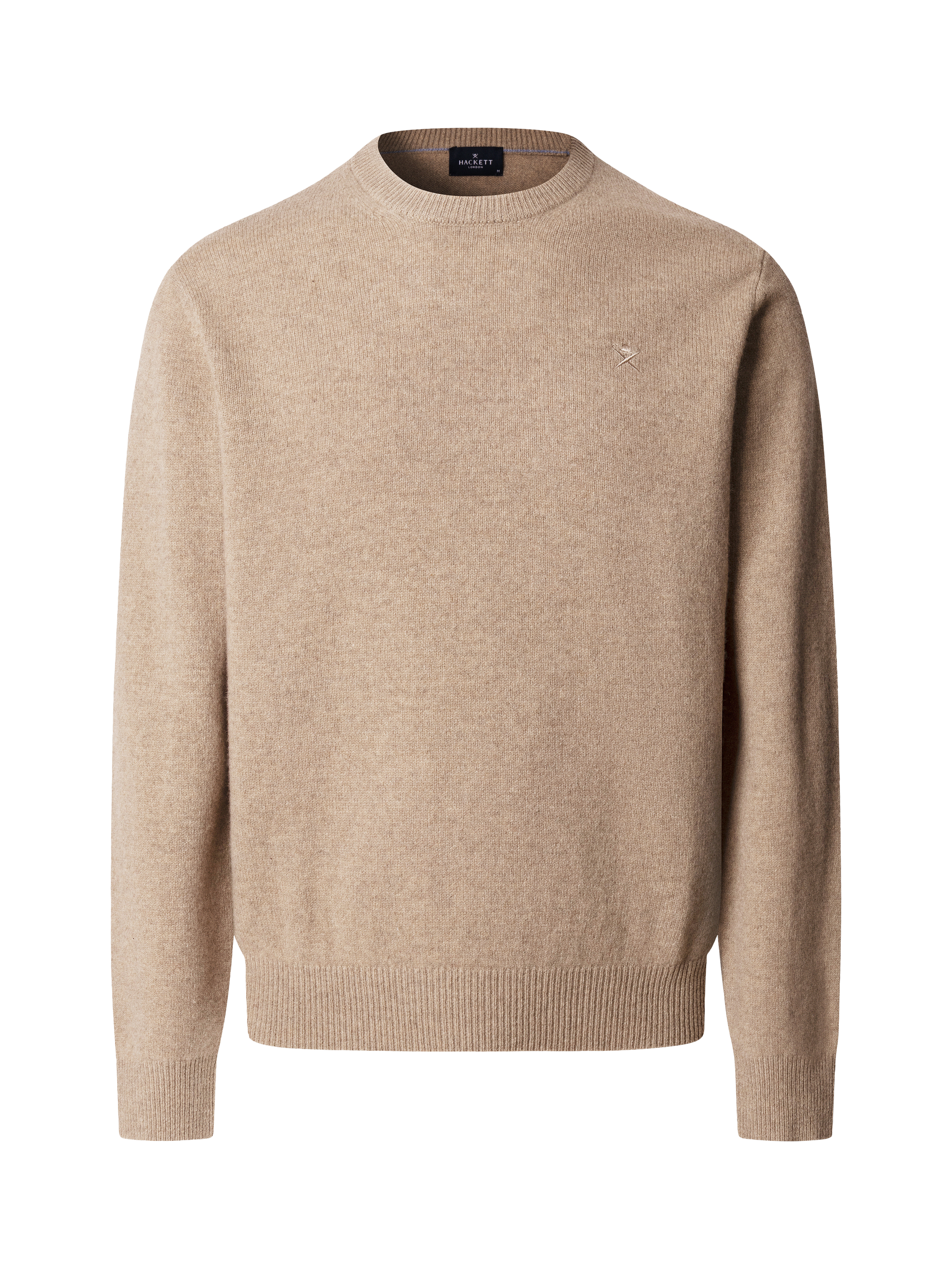 Product image 4 of 7, which shows Hackett London Pure Wool Crew Neck Jumper, Malt Beige, XS