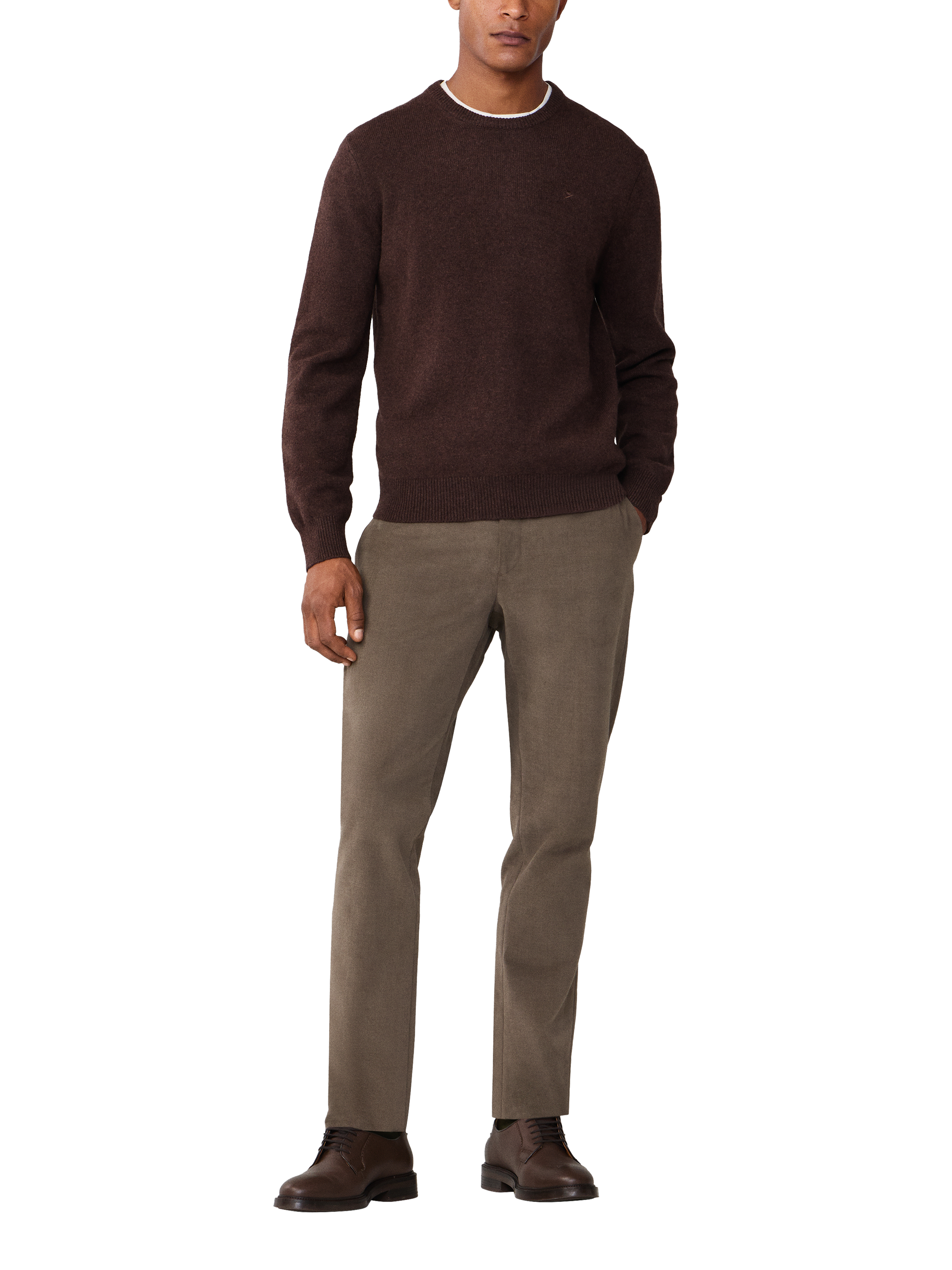 Product image 2 of 7, which shows Hackett London Pure Wool Crew Neck Jumper, Dark Brown, XS