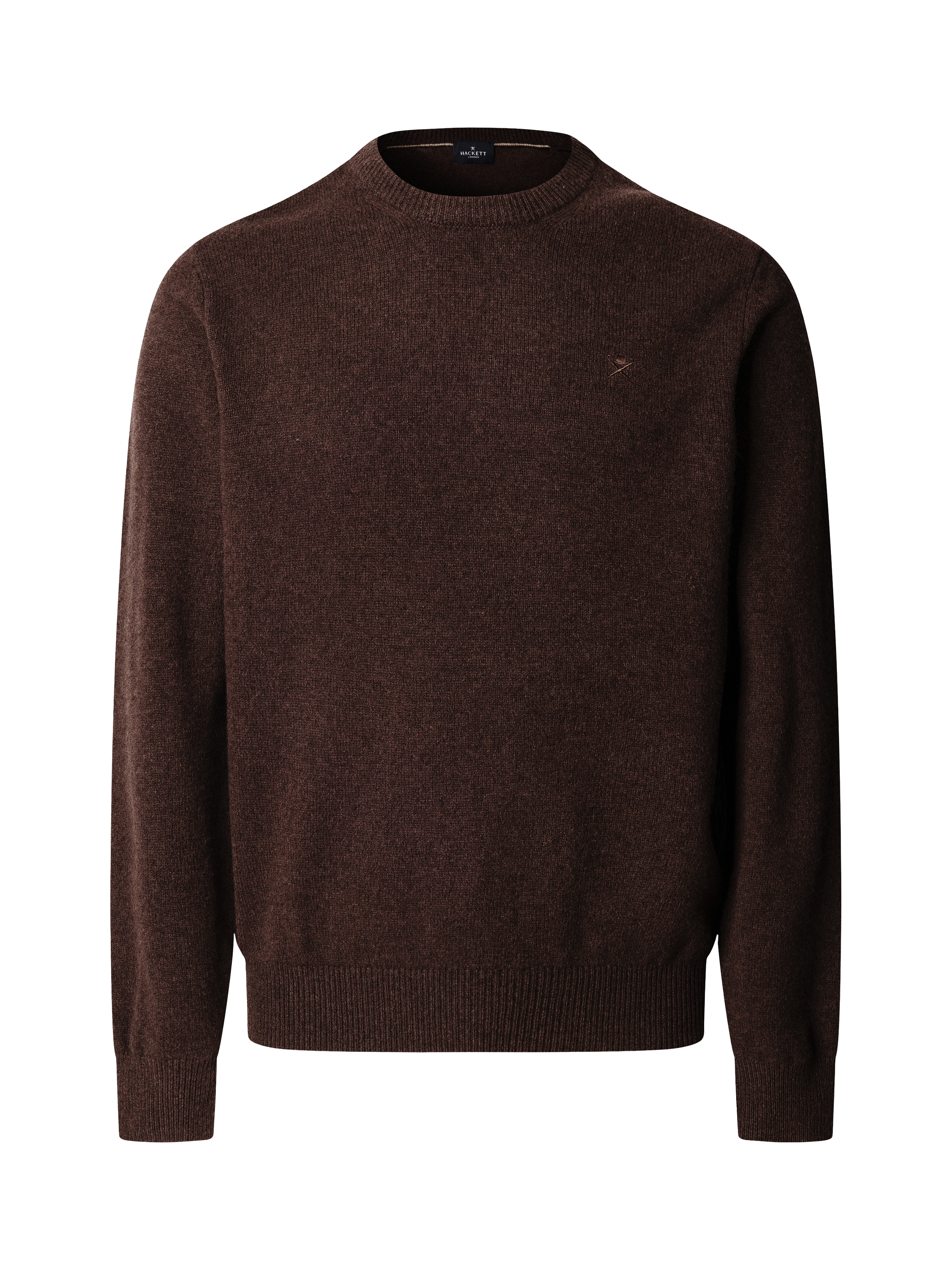 Product image 4 of 7, which shows Hackett London Pure Wool Crew Neck Jumper, Dark Brown, XS
