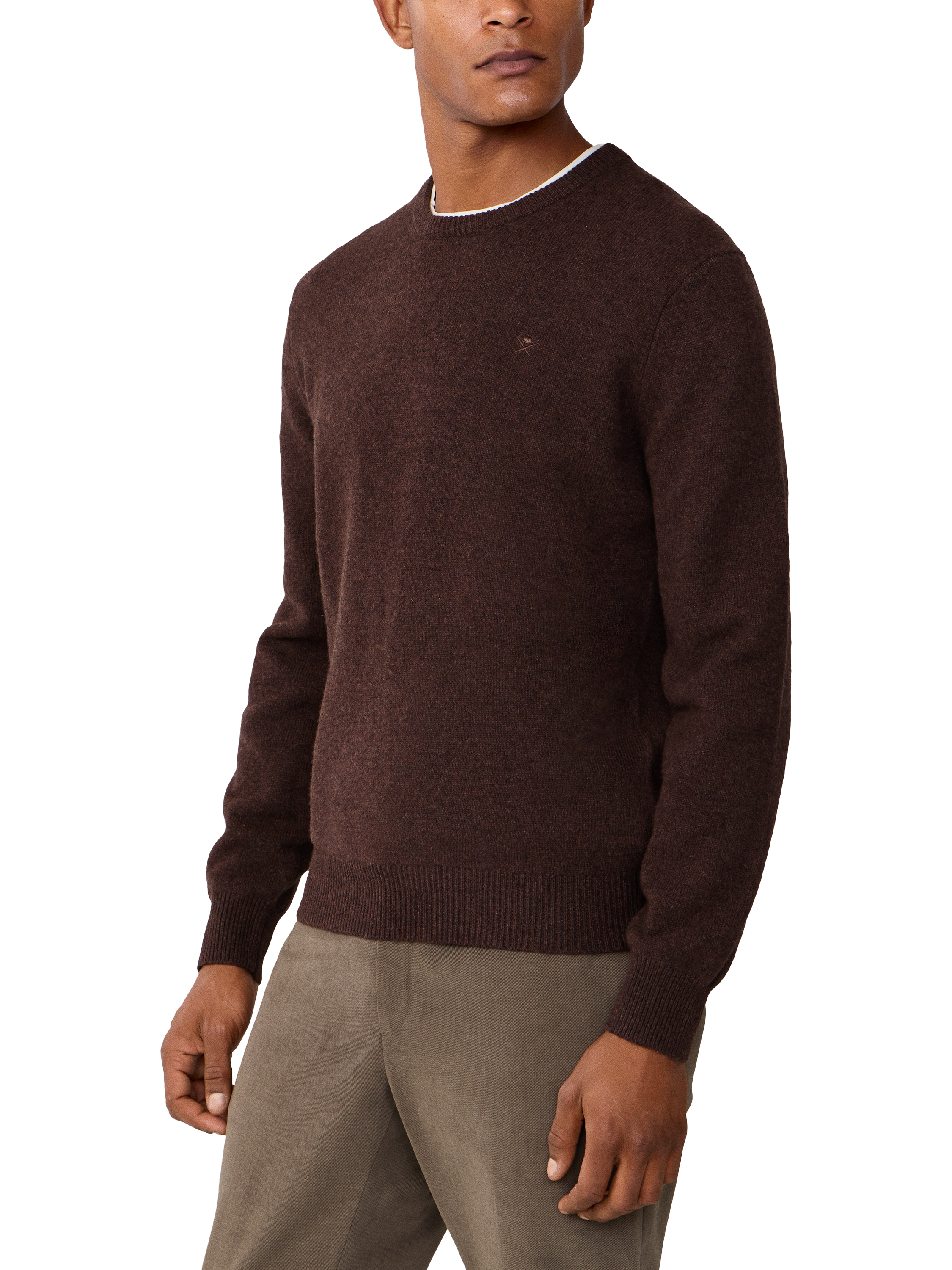 Product image 6 of 7, which shows Hackett London Pure Wool Crew Neck Jumper, Dark Brown, XS
