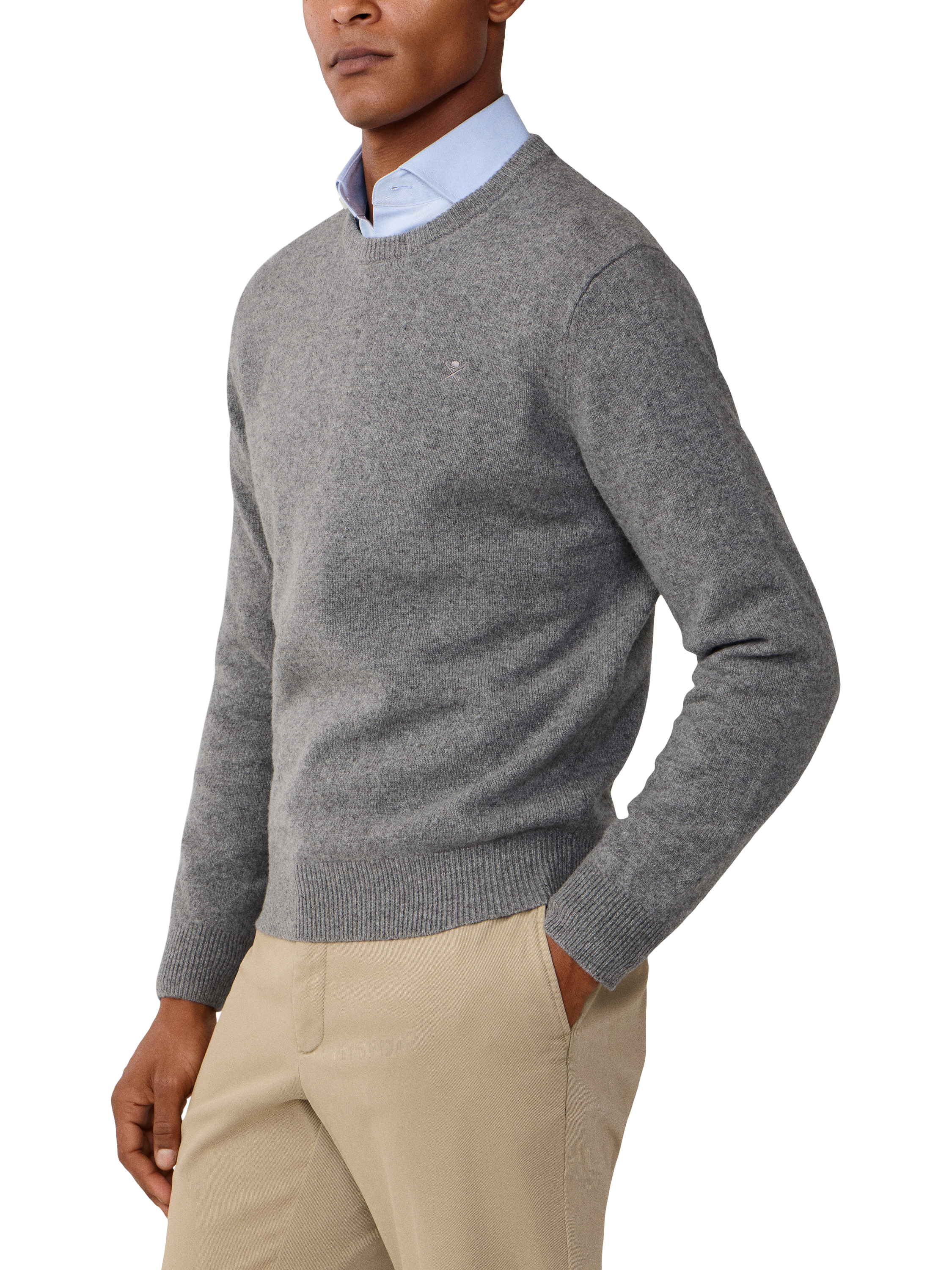 Product image 6 of 7, which shows Hackett London Pure Wool Crew Neck Jumper, Metal Grey, XS