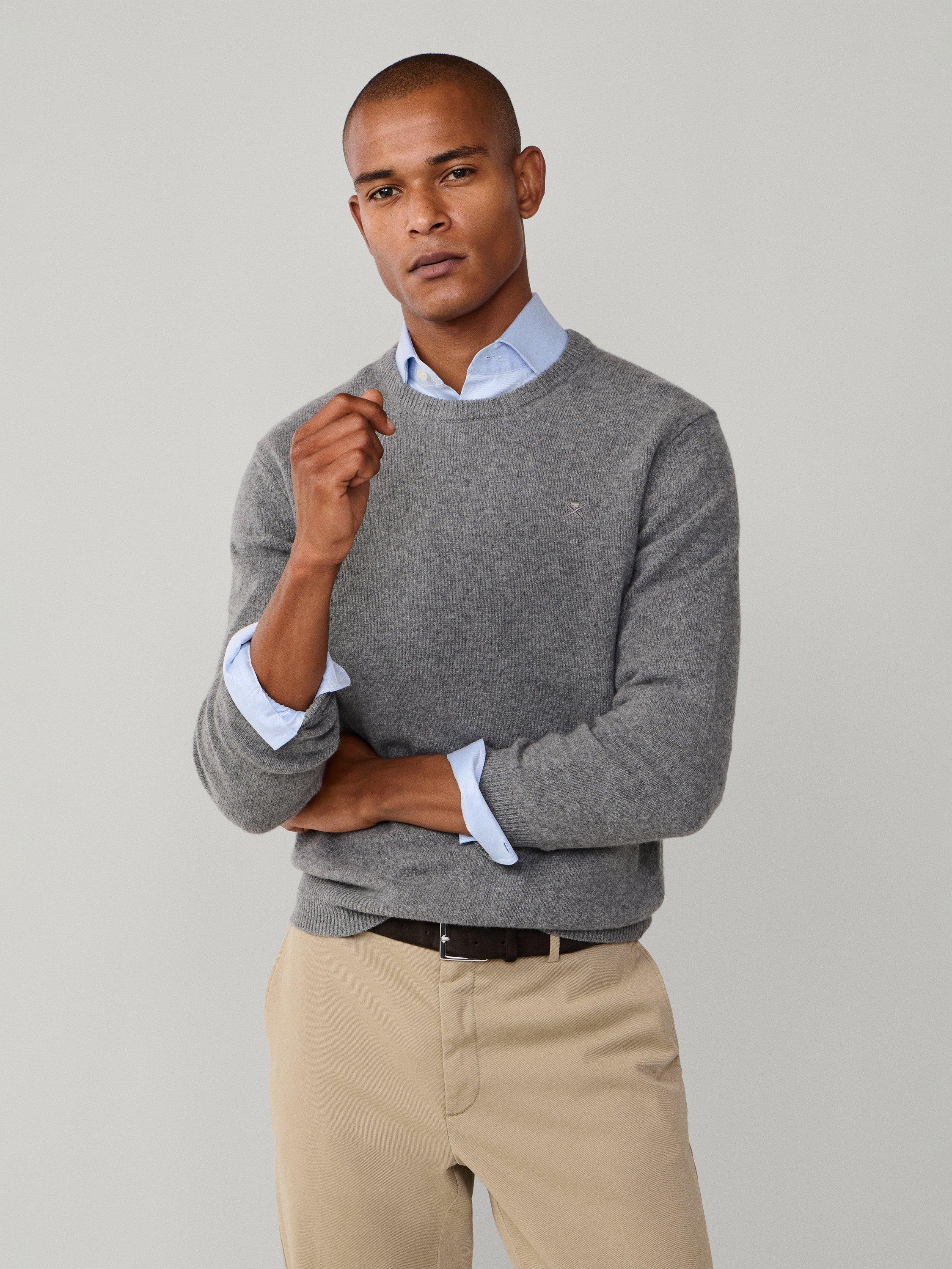 Product image 7 of 7, which shows Hackett London Pure Wool Crew Neck Jumper, Metal Grey, XS