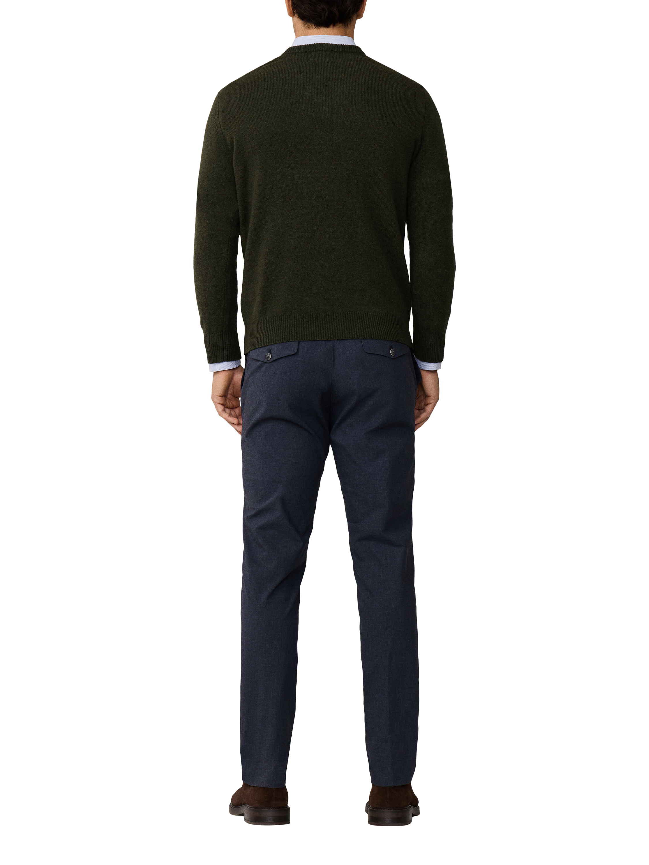 Product image 3 of 7, which shows Hackett London Pure Wool V-Neck Jumper, Hunter Green, XS