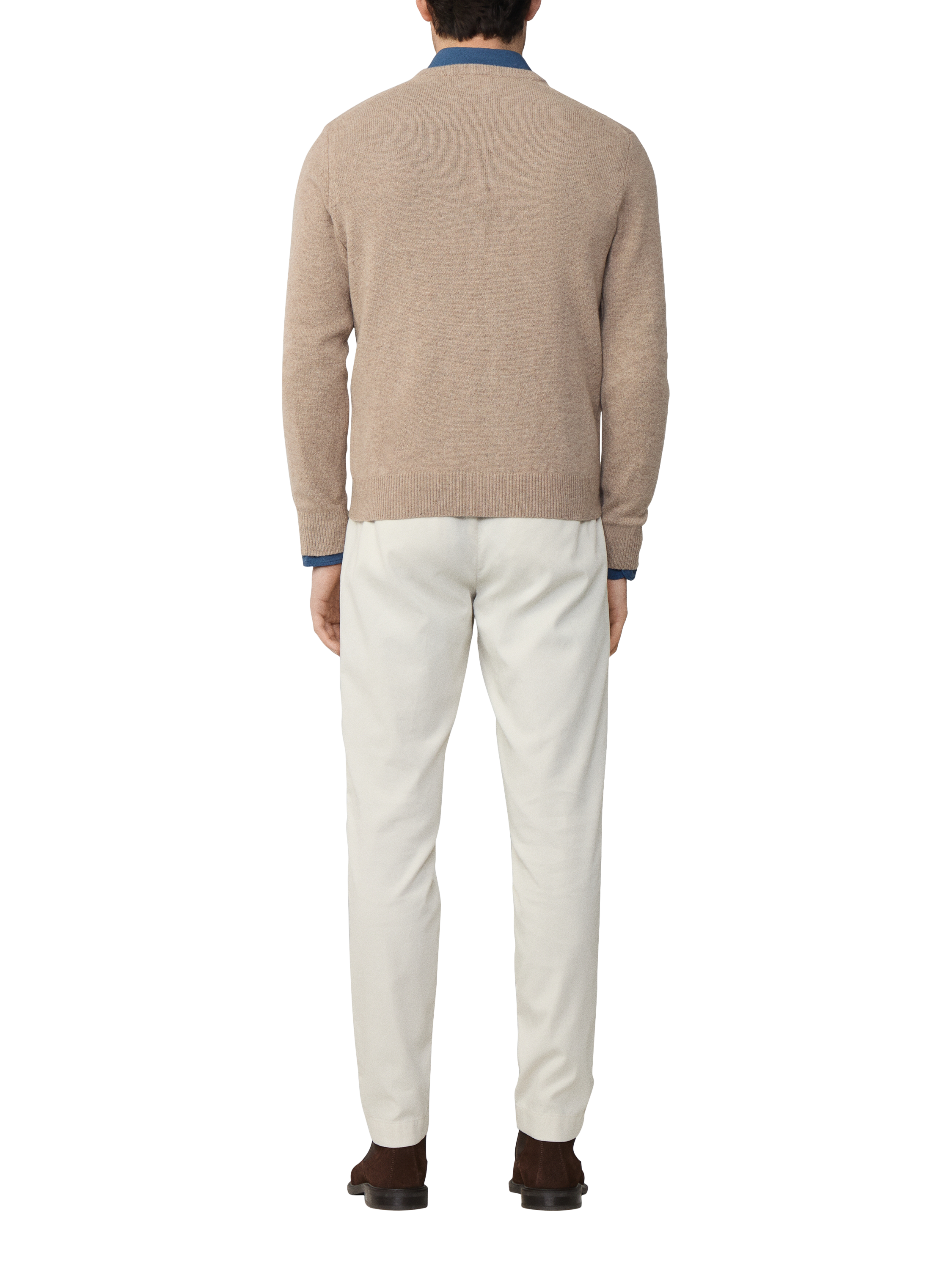 Product image 3 of 7, which shows Hackett London Pure Wool V-Neck Jumper, Malt Beige, XS
