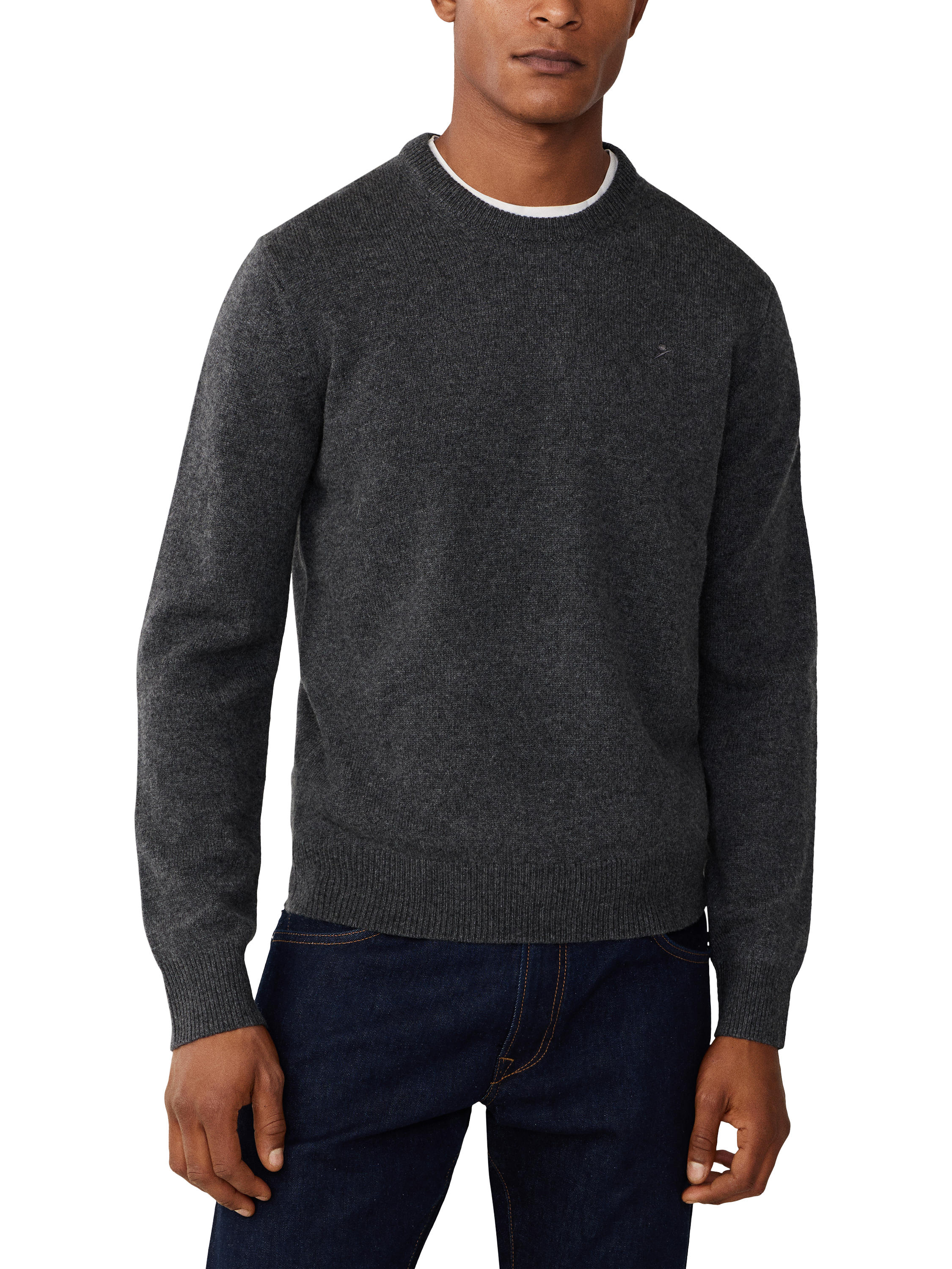 Product image 1 of 7, which shows Hackett London Pure Wool Crew Neck Jumper, Charcoal Grey, XS