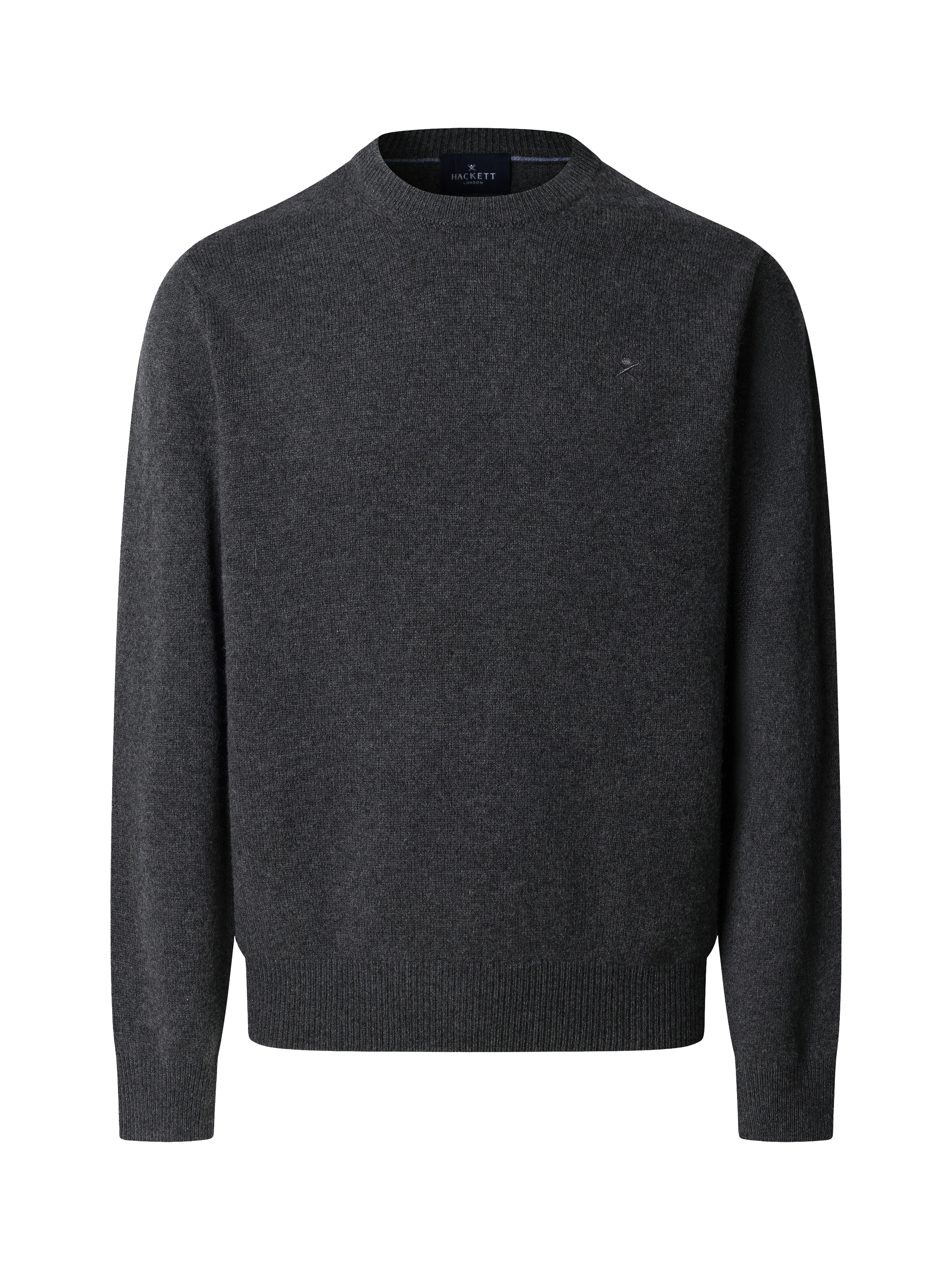 Product image 4 of 7, which shows Hackett London Pure Wool Crew Neck Jumper, Charcoal Grey, XS