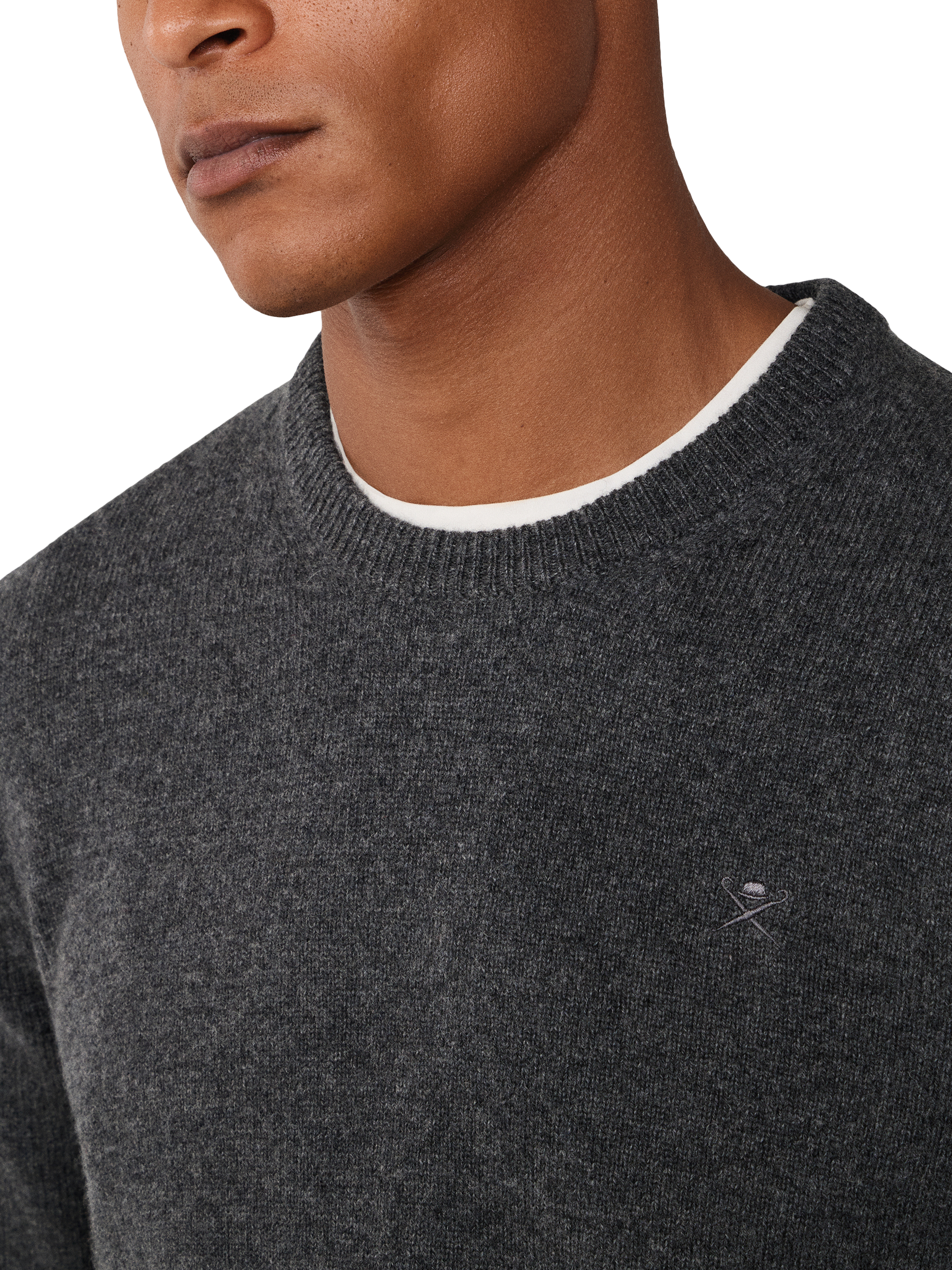 Product image 5 of 7, which shows Hackett London Pure Wool Crew Neck Jumper, Charcoal Grey, XS