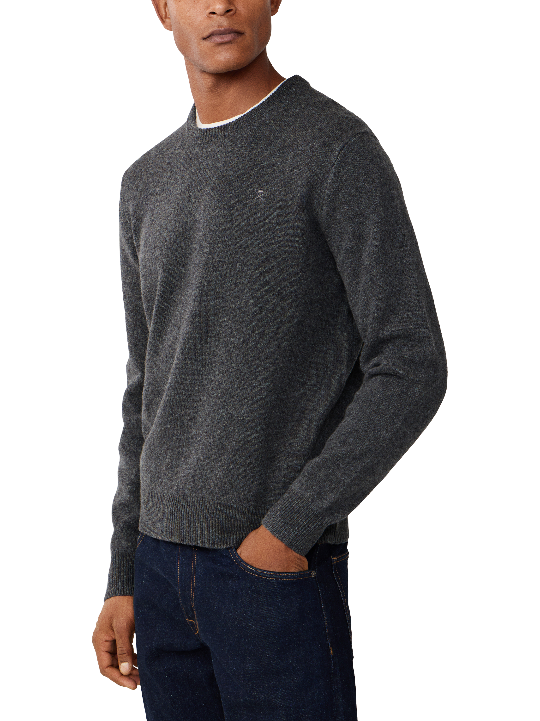 Product image 6 of 7, which shows Hackett London Pure Wool Crew Neck Jumper, Charcoal Grey, XS