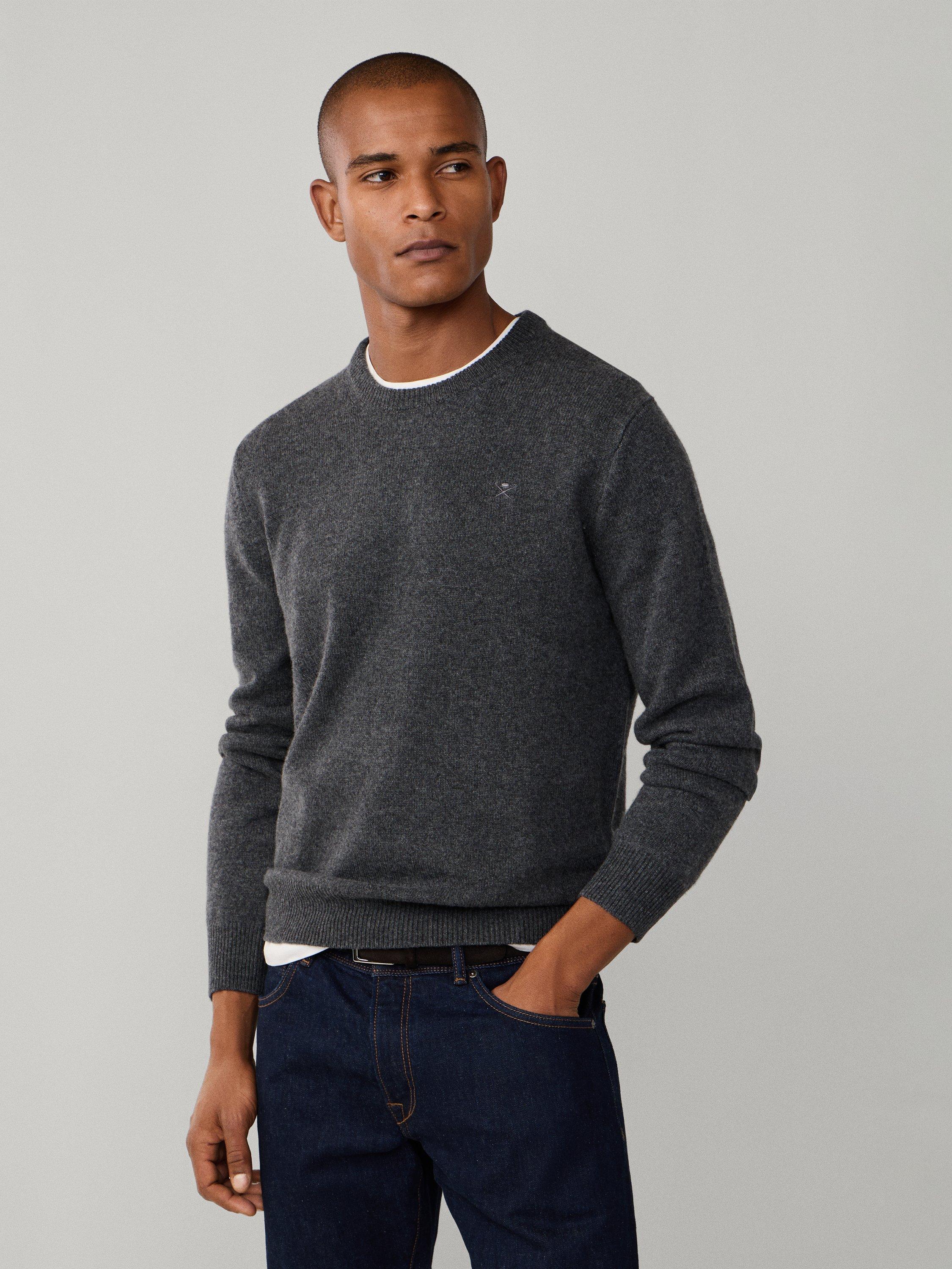 Product image 7 of 7, which shows Hackett London Pure Wool Crew Neck Jumper, Charcoal Grey, XS