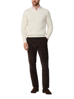 Hackett London Pure Wool V-Neck Jumper - view 2, Off White