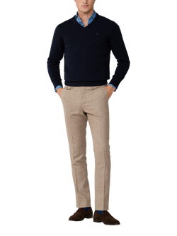 Hackett London Pure Wool V-Neck Jumper - view 2, Midnight Blue